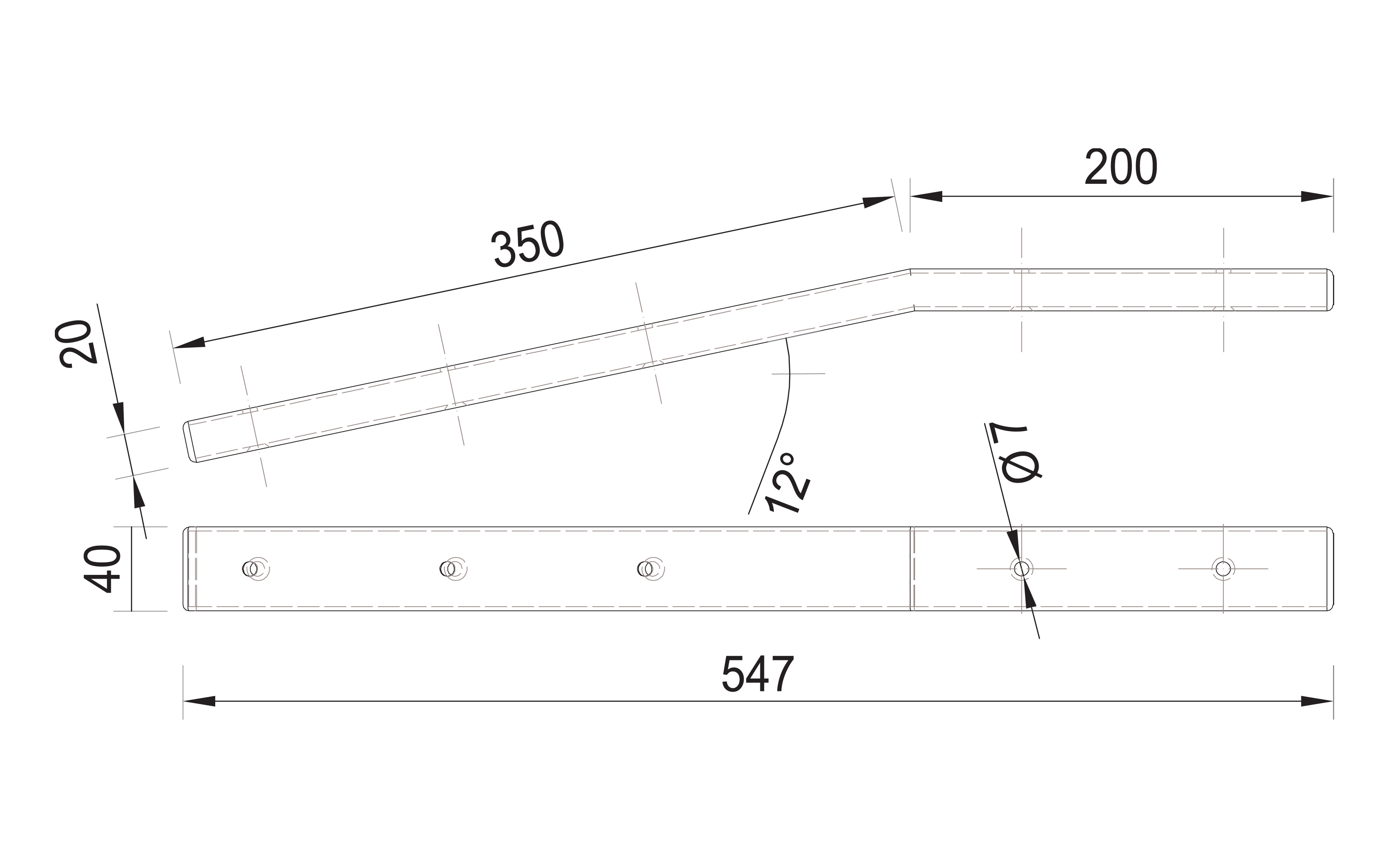 Nosilec naslona postelje 40x20 mm, siva, RAL 9006 struktur