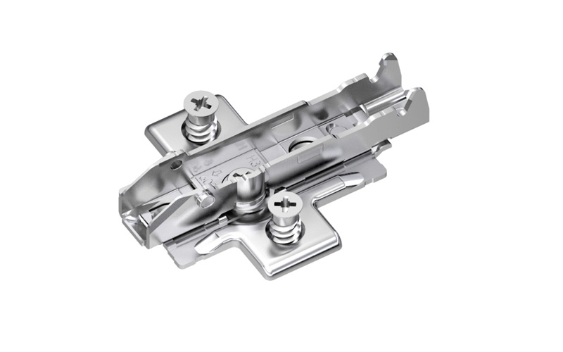 1D cross mounting plate, 4-point fixing, with euro screw, height 3 mm.