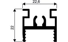 Gemini okvir, zgornji profil, srebrni, l = 2350 mm
