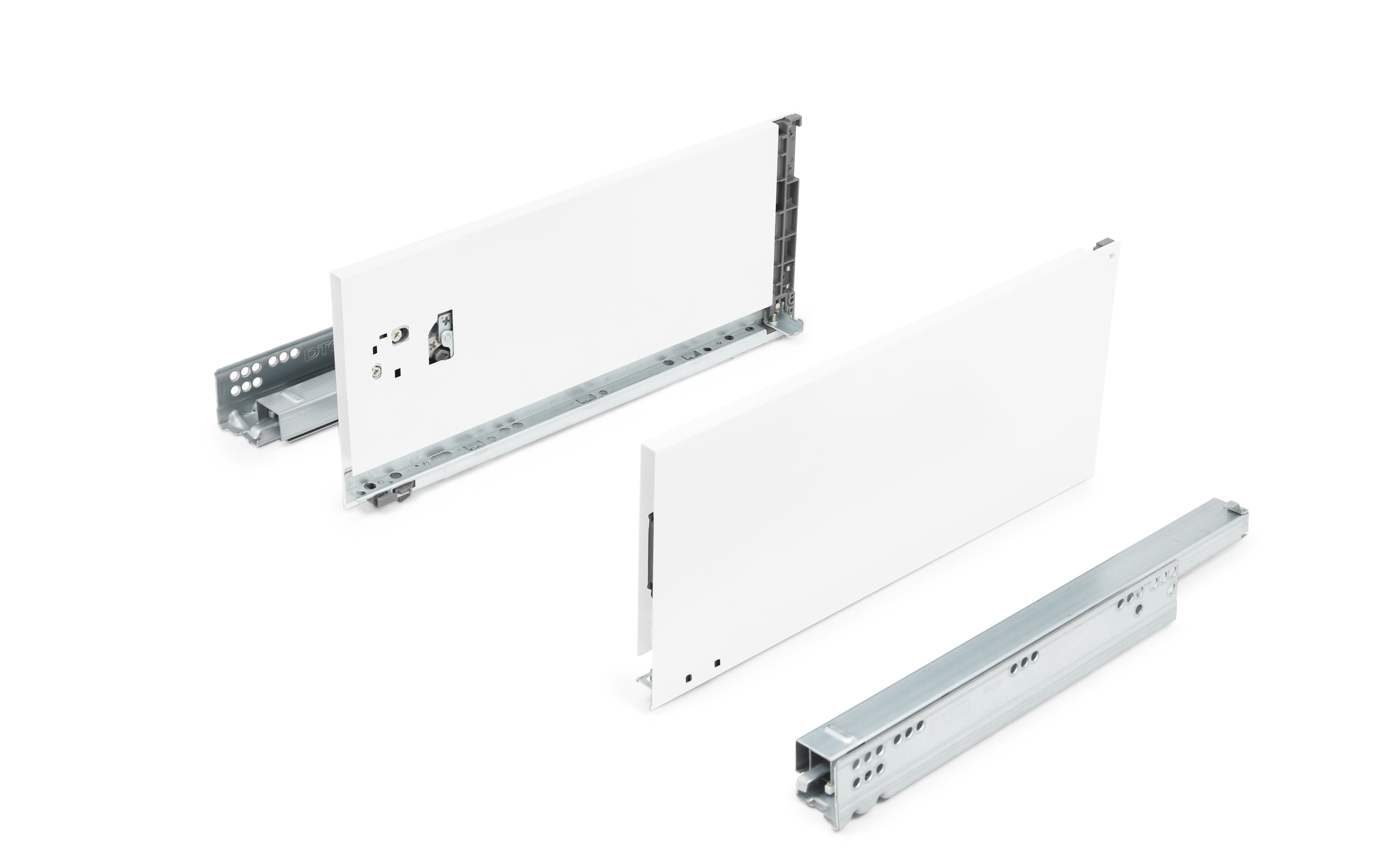 Slim drawer HT13, dimensions 172 x 450 mm, full extension slides with soft closing, loading capacity 40 kg, white color.