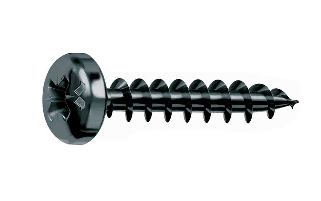 Bombiran Vijak Mustad Panelvit UNIVERSALE, 4,0 x 25 mm, celi navoj, NERO+, PZ2, pakirano 500 kos