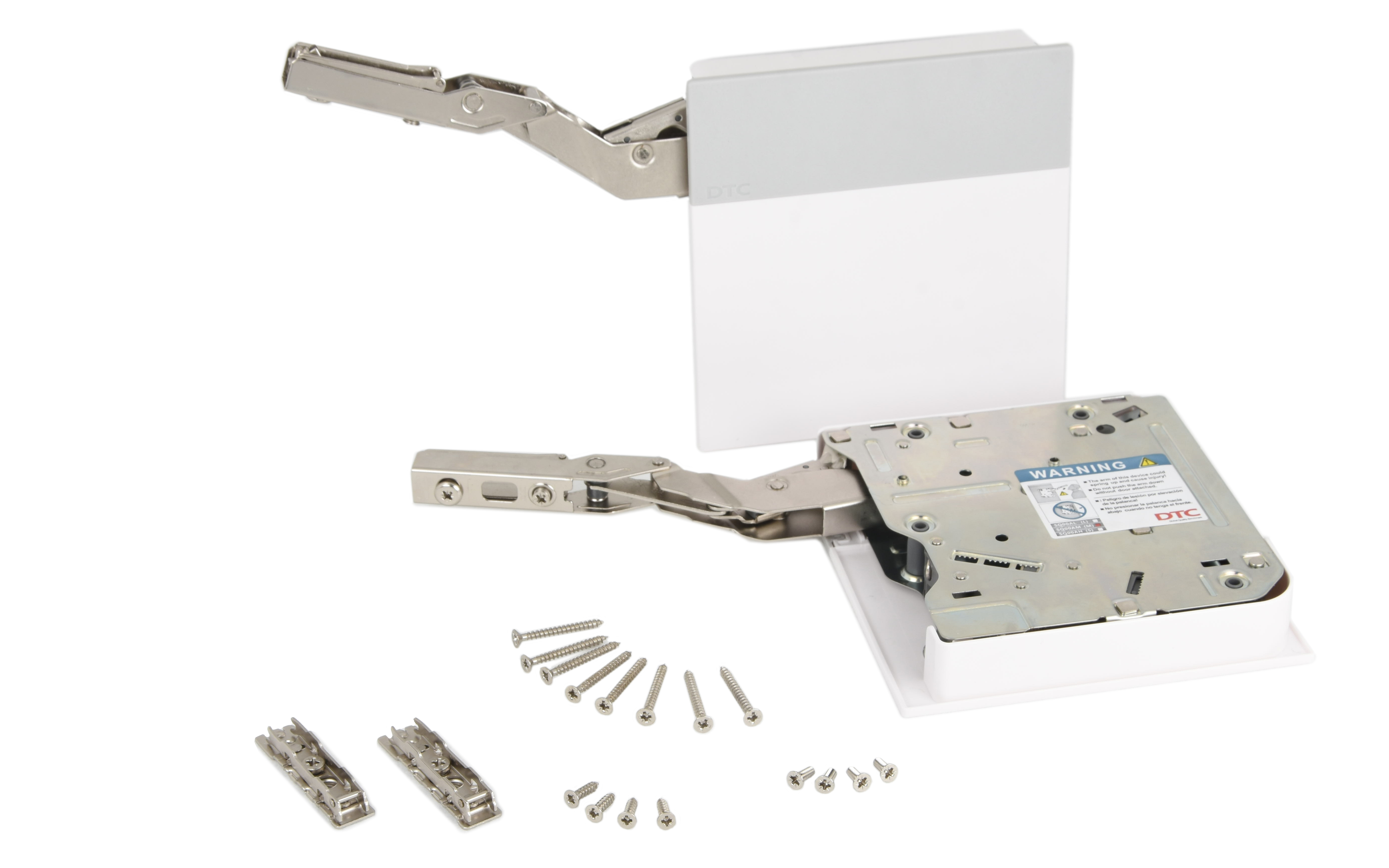 Top Stay SQTSAL lifting system with soft close. Front height 250 to 400mm, power factor LF from 580 to 1250. Opening angle 107°.