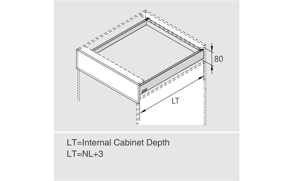 Predal HT10 z ravnimi, tankimi stranicami, dimenzije 63 x 500 mm, mehko zapiranje, polni izvlek,  antracit barve, nosilnost do 40 kg.