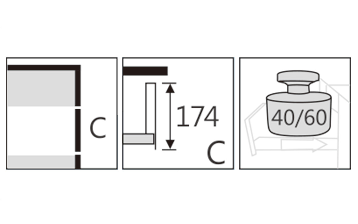 Slim drawer HT13, dimensions 172 x 550 mm, full extension slides with soft closing, loading capacity 40 kg, white color.