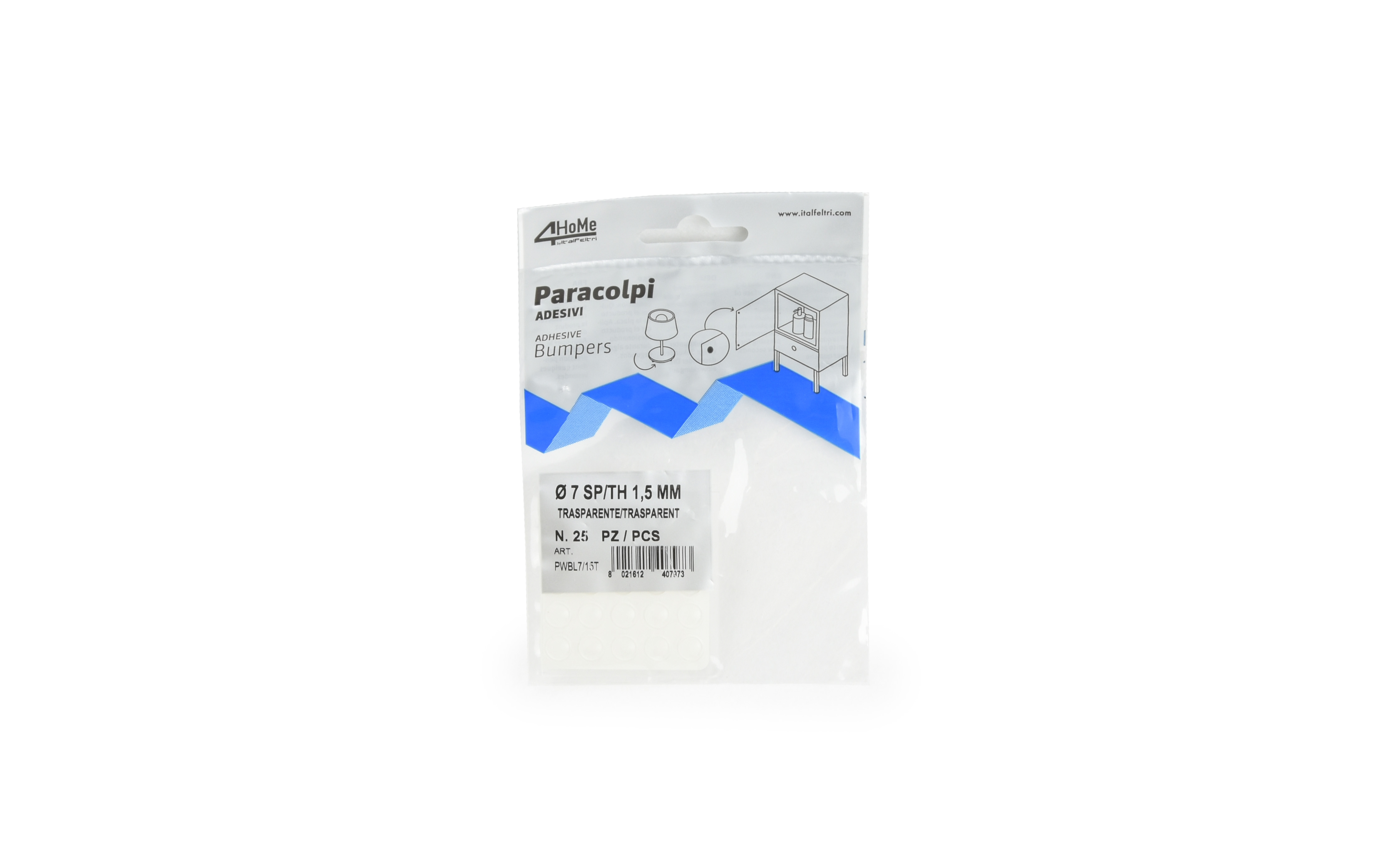 Adhesive bumpers 7 mm, transparent
