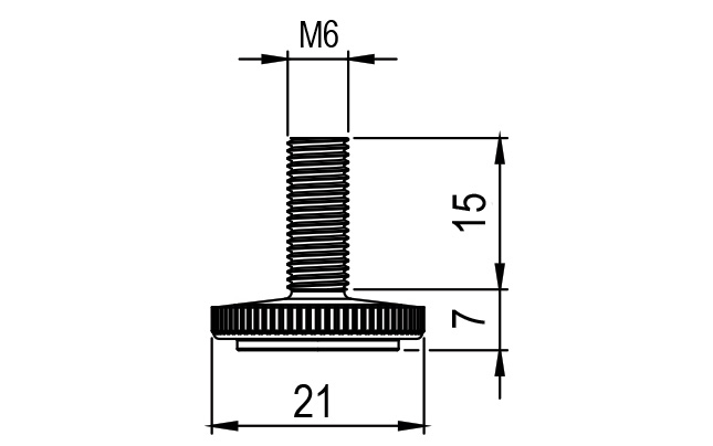 Adjustable foot, M6 X 15/21 mm Adjustable foot, M6 X 15/21 mm