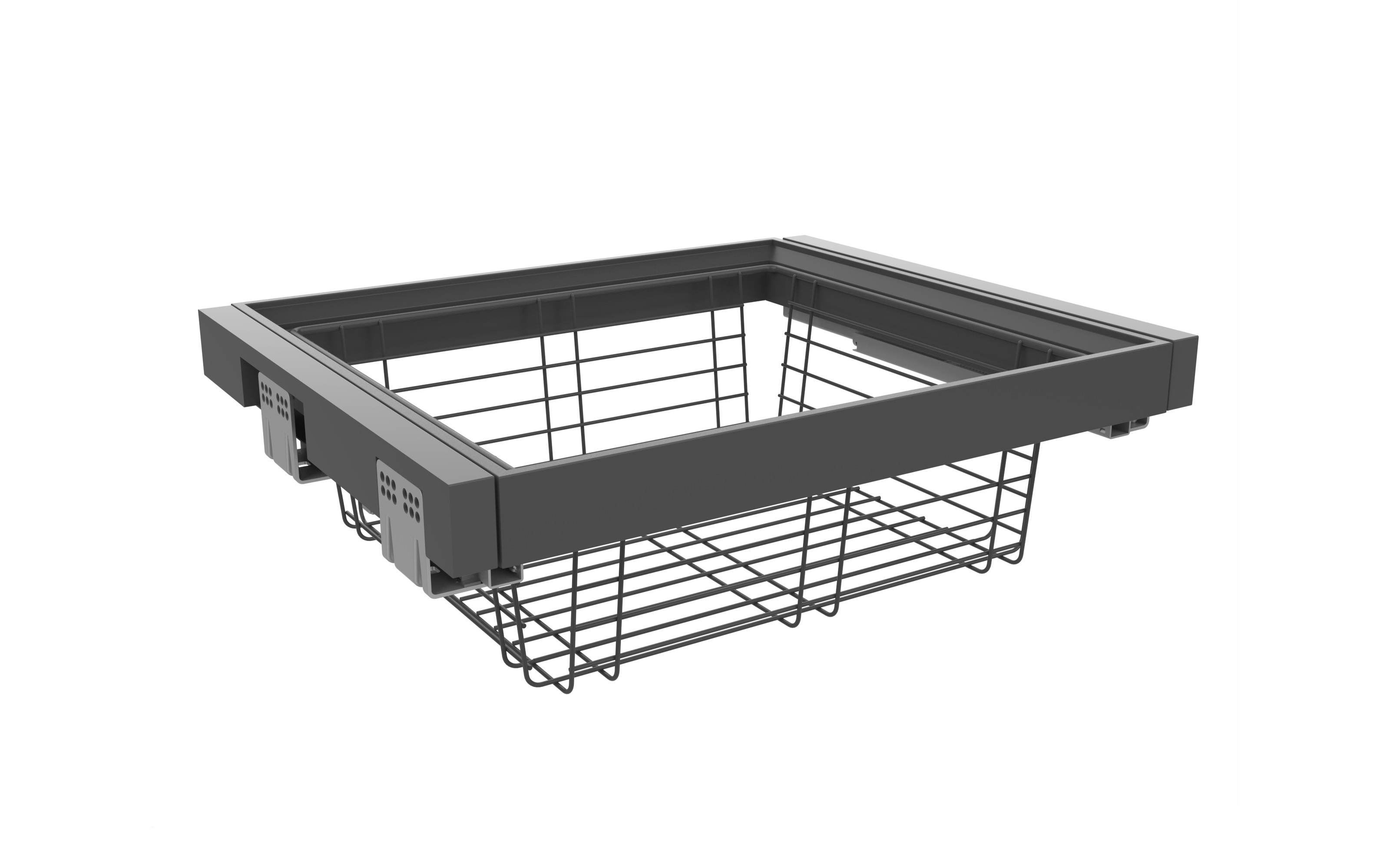 Izvlečna kovinska košara z vodili z mehkim zapiranjem