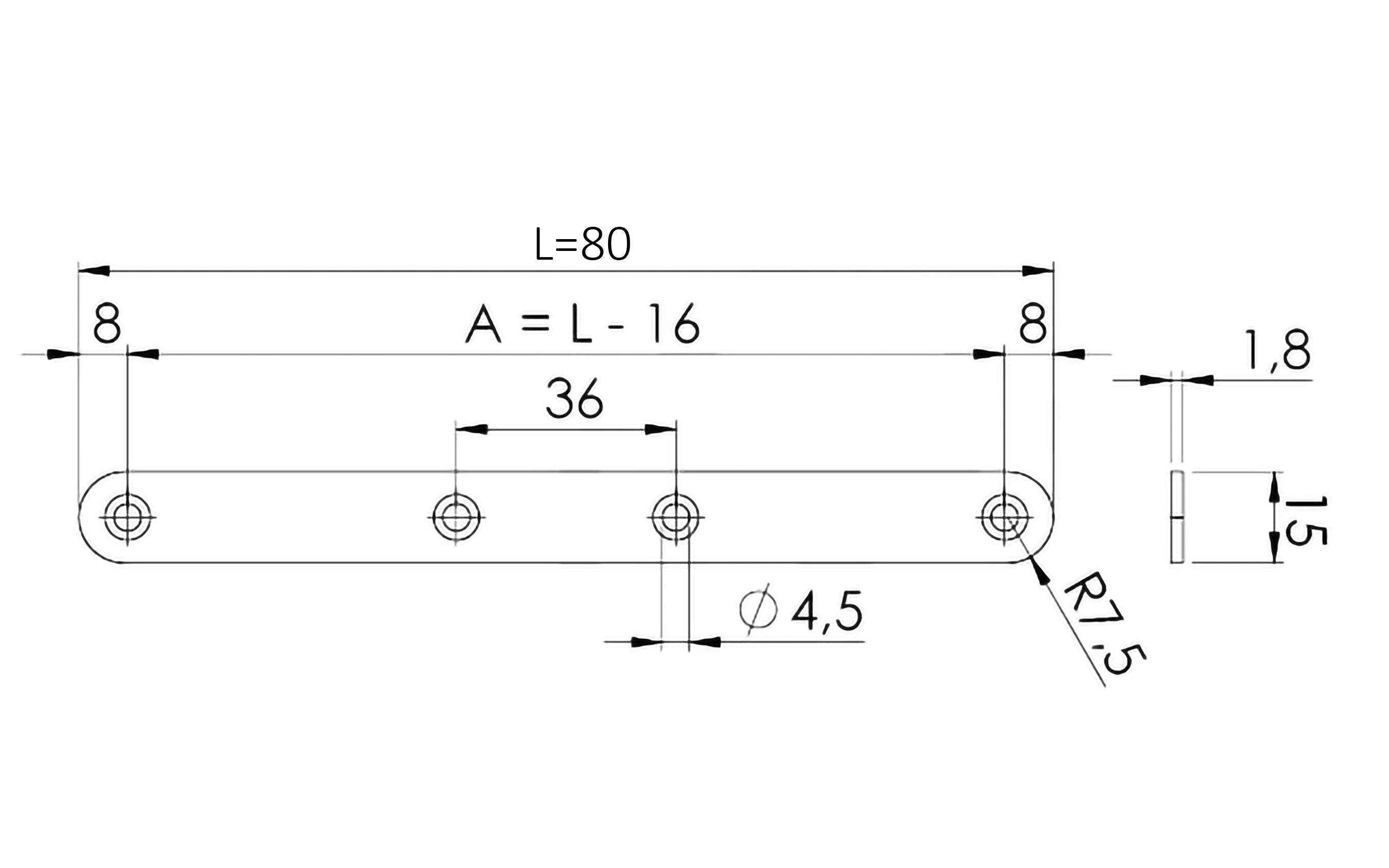 Connecting plate 80 x 15