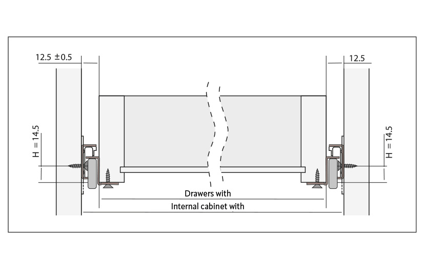 Roller slides 500 mm, loading capacity up to 25 kg, white color Roller slides 500 mm, loading capacity up to 25 kg, white color