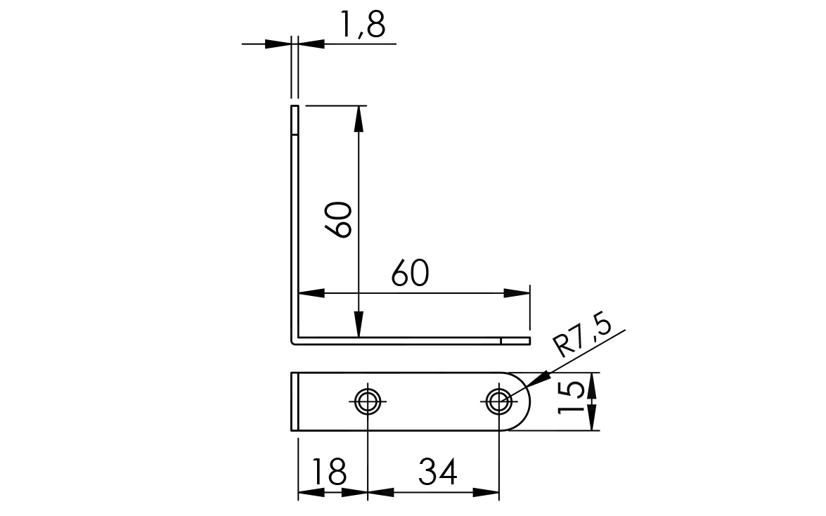 Furniture bracket 60 x 60 x 15