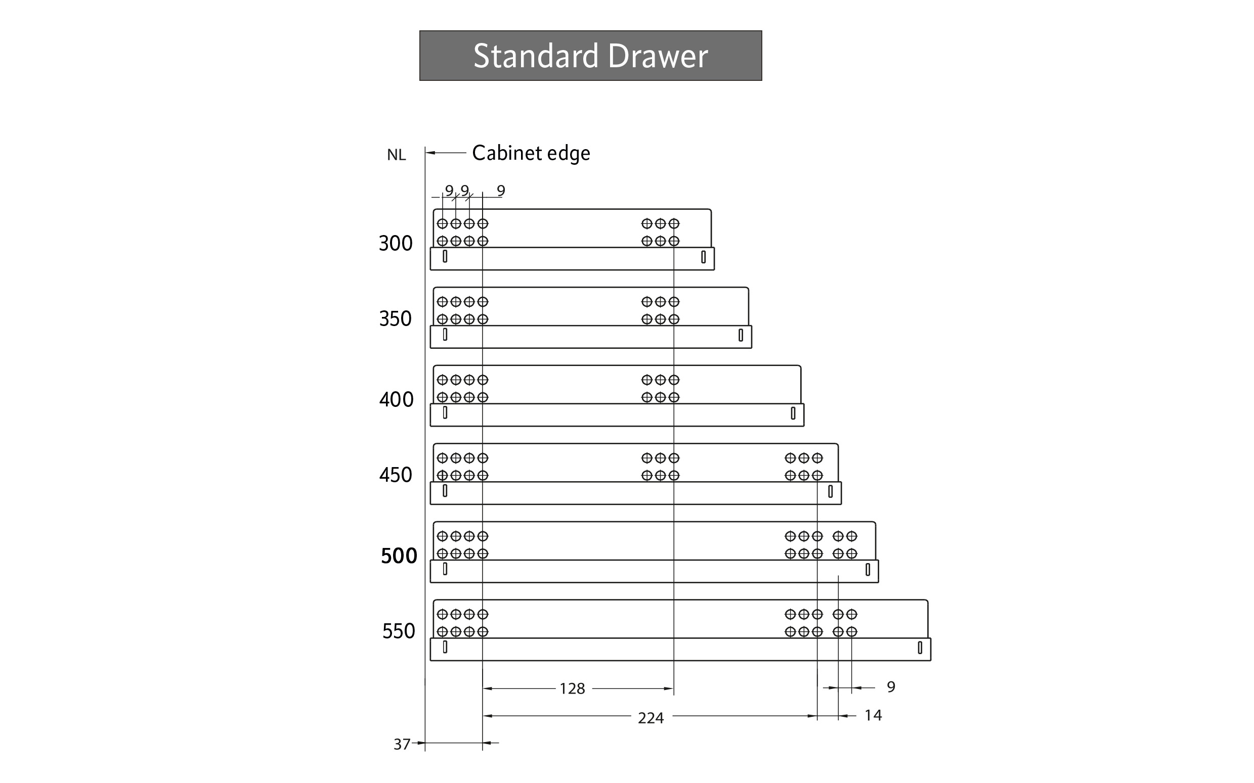 DTC concealed slides 500 mm, partial extension, soft close, loading capacity up to 25 kg DTC concealed slides 500 mm, partial extension, soft close, loading capacity up to 25 kg