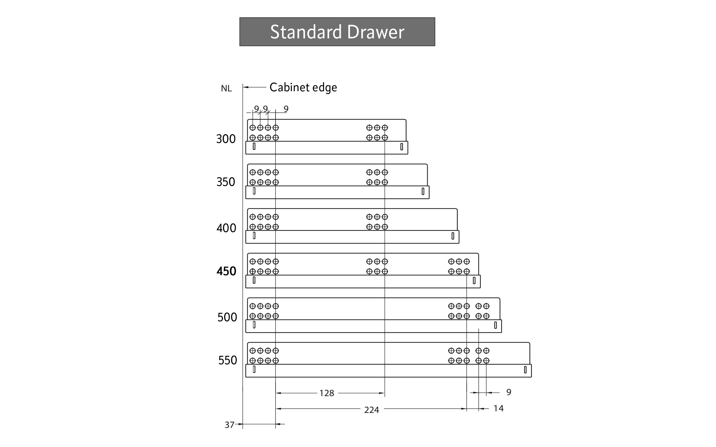DTC concealed slides 450 mm, partial extension, soft close, loading capacity up to 25 kg DTC concealed slides 450 mm, partial extension, soft close, loading capacity up to 25 kg