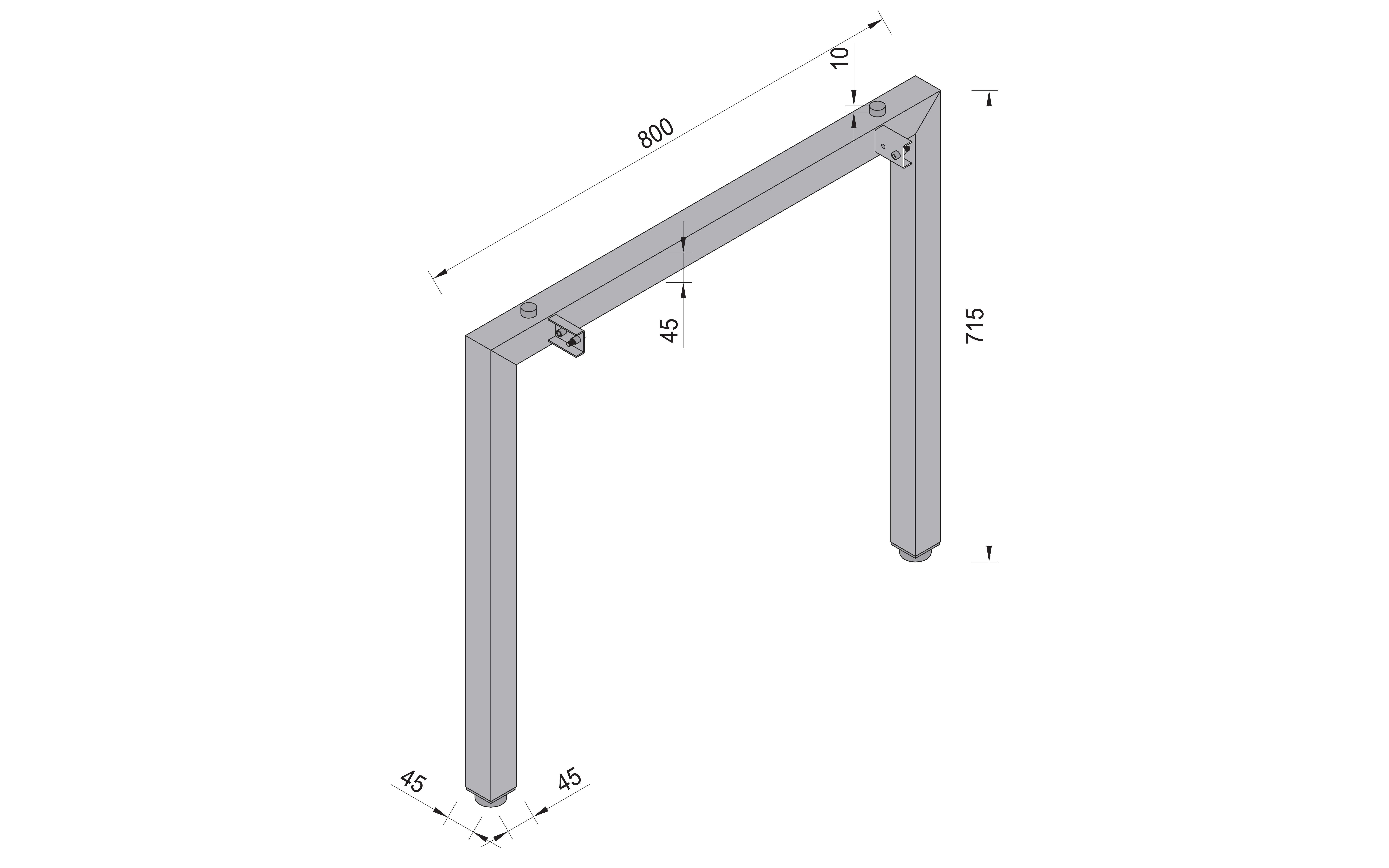 Table leg MILANO+ 800, grey structure color
