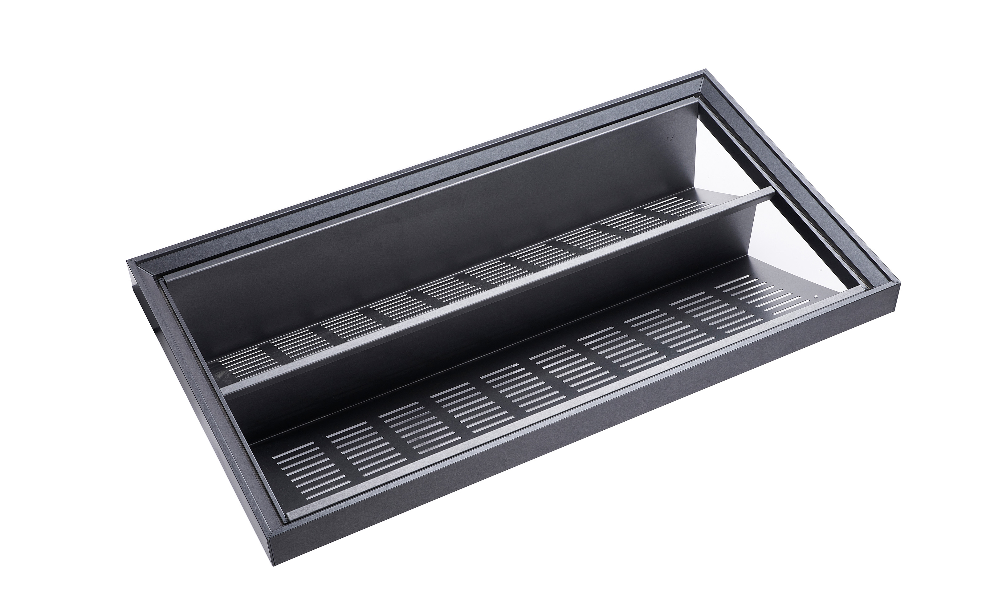Shoe rack with soft close system
