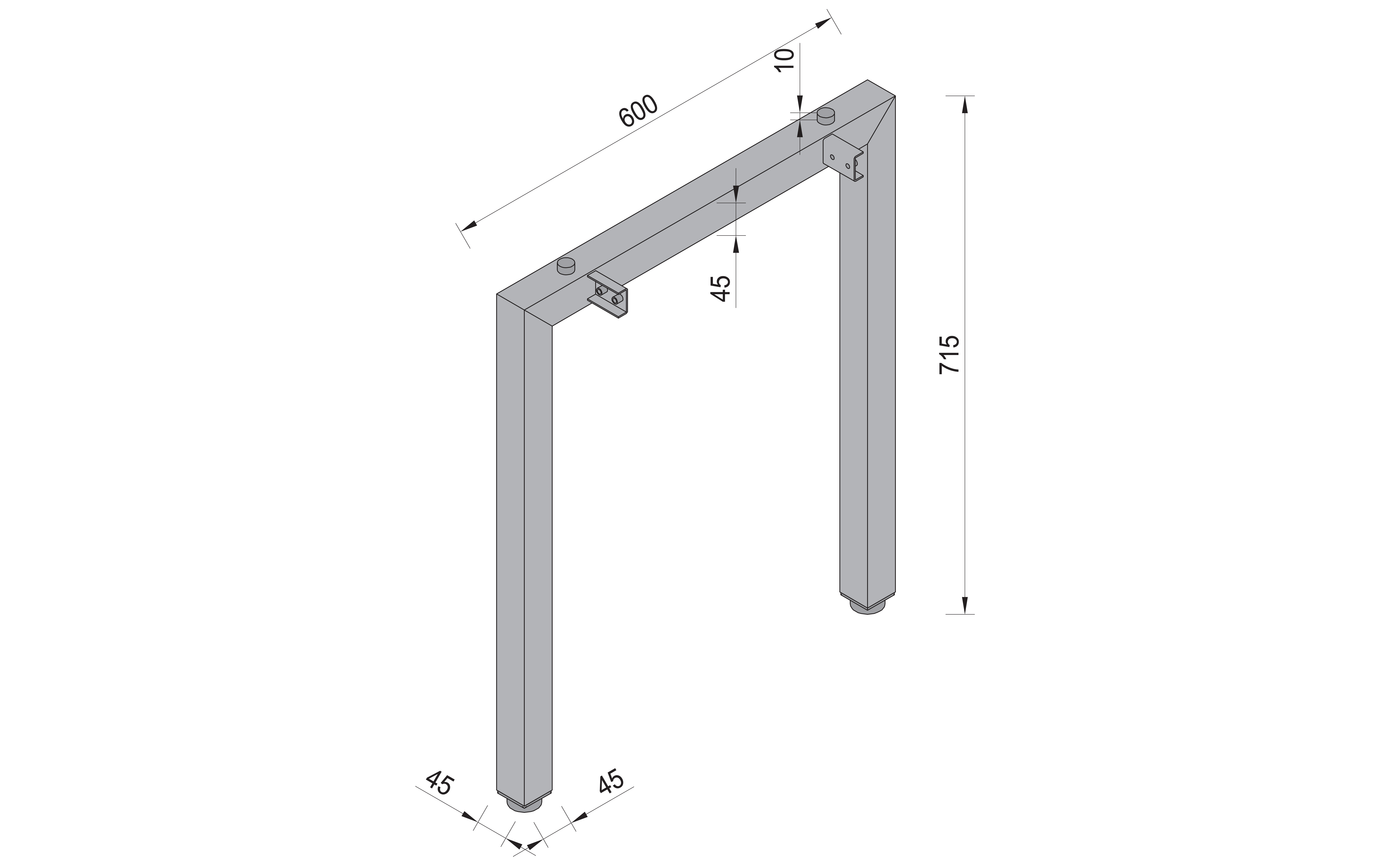 Table leg MILANO+ 600, grey structure color