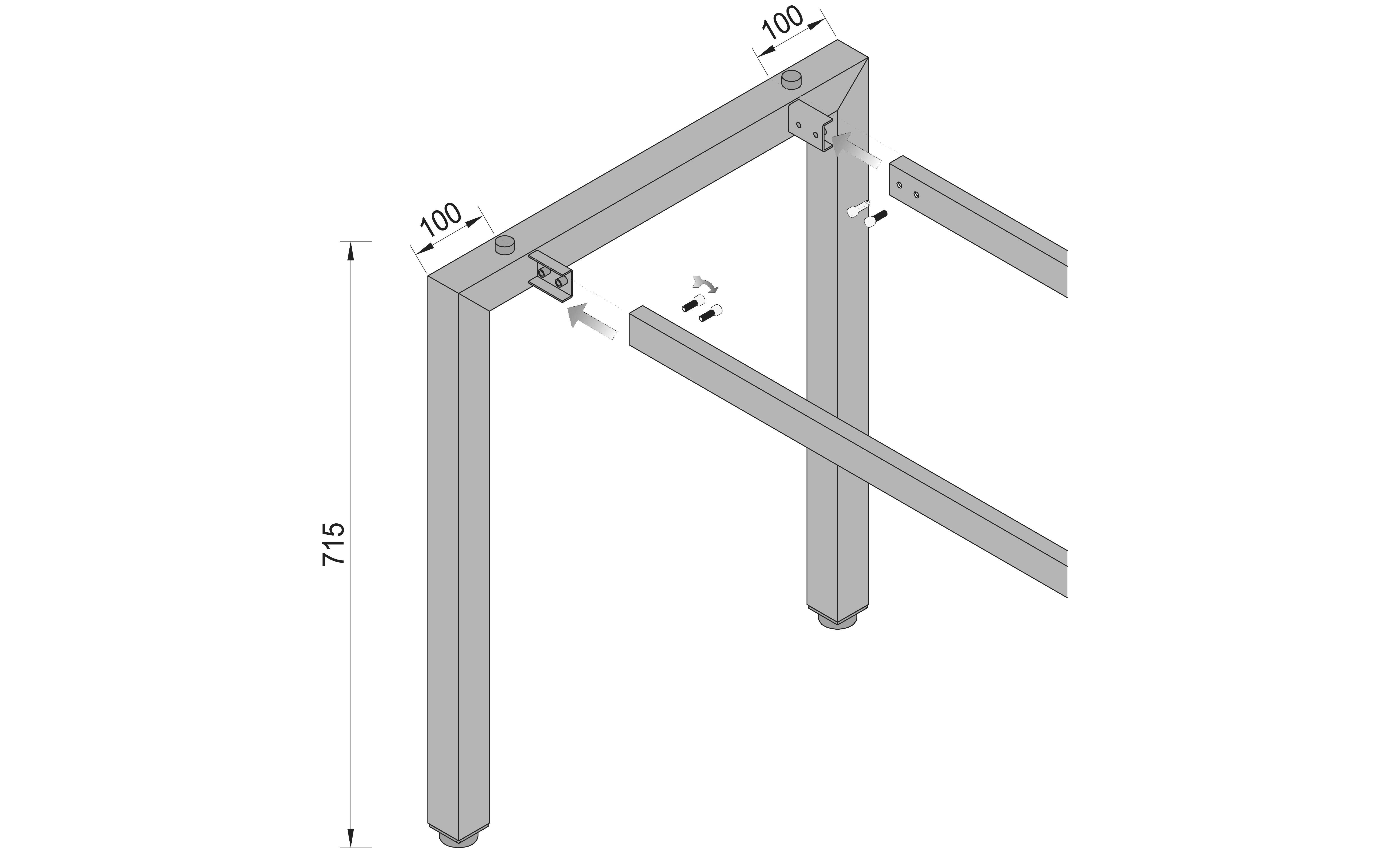 Table leg MILANO+ 600, grey structure color