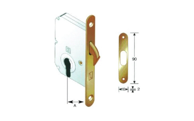 Bonaiti wooden sliding door lock, cylinder