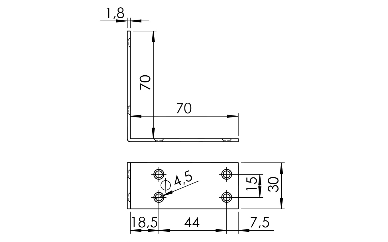 Furniture bracket 70 x 70 x 30