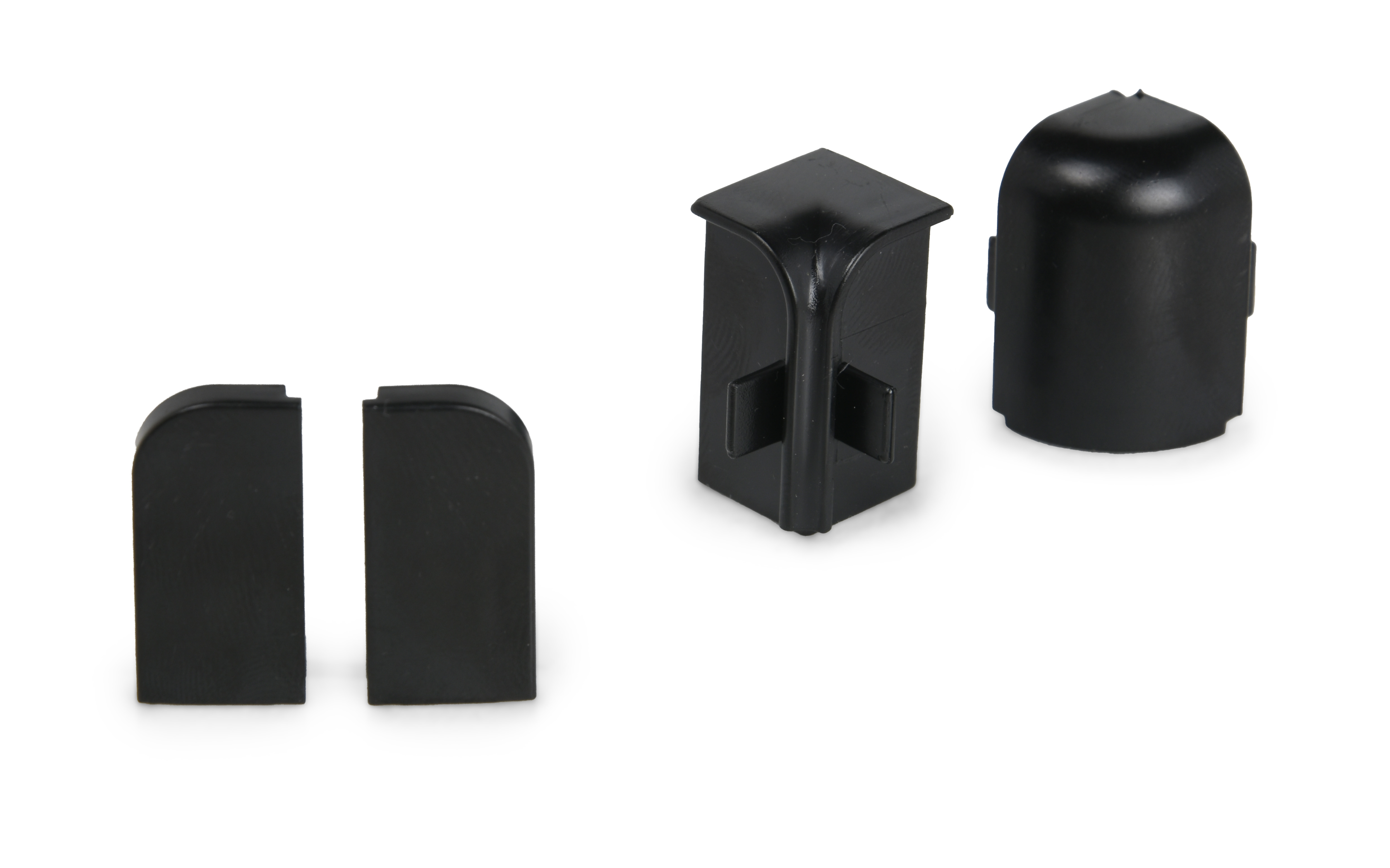 Pokončni zaključki zaključne letve pulta 25 mm, črni