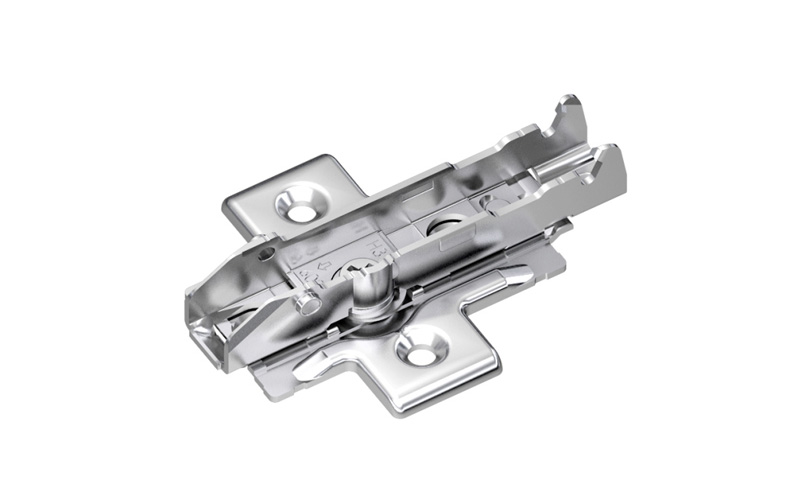 1D cross mounting plate, 4-point fixing, height 2 mm.