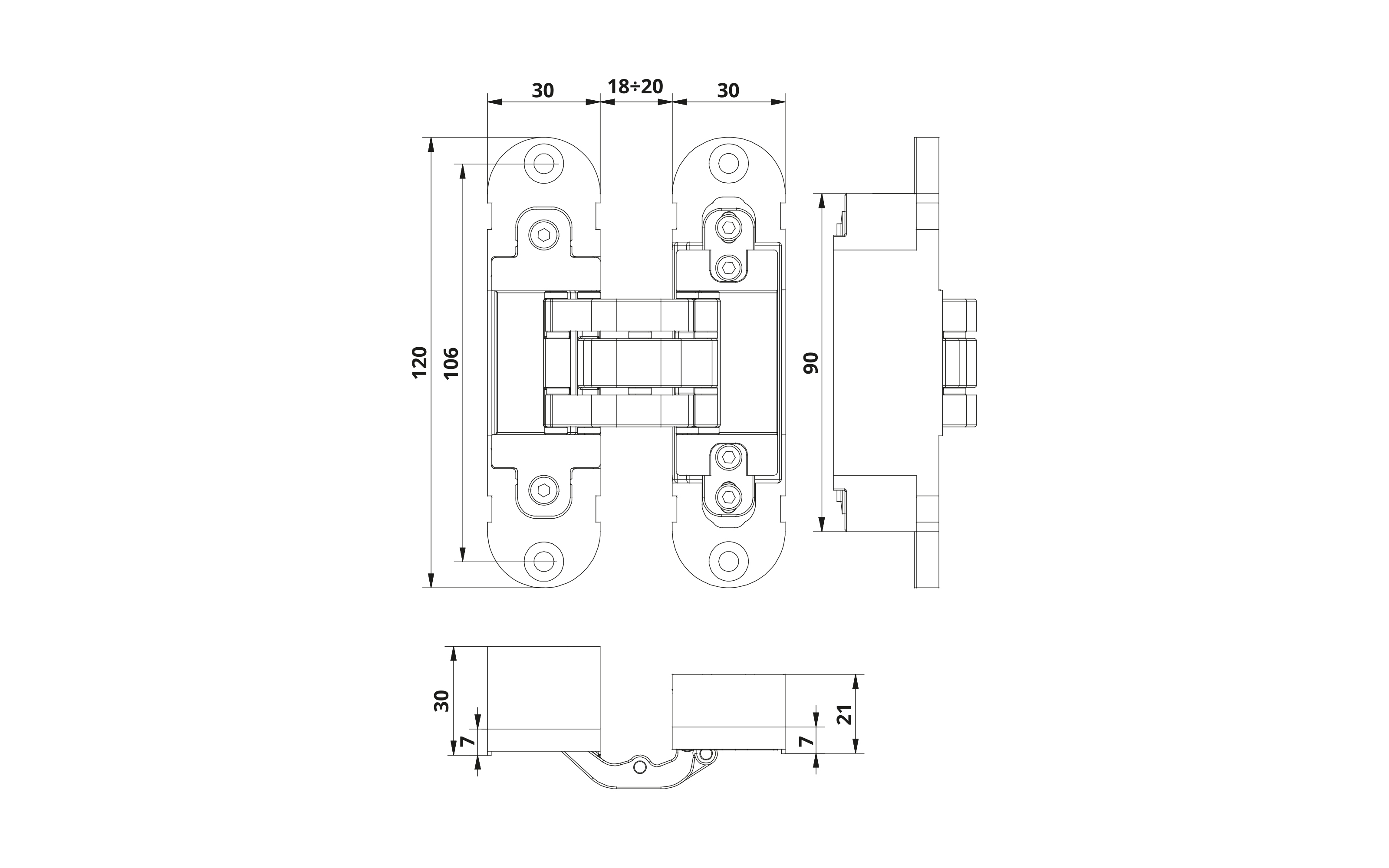 Spona Otlav Invisacta 3D, 30 x 120 mm, 60kg,  saten siva