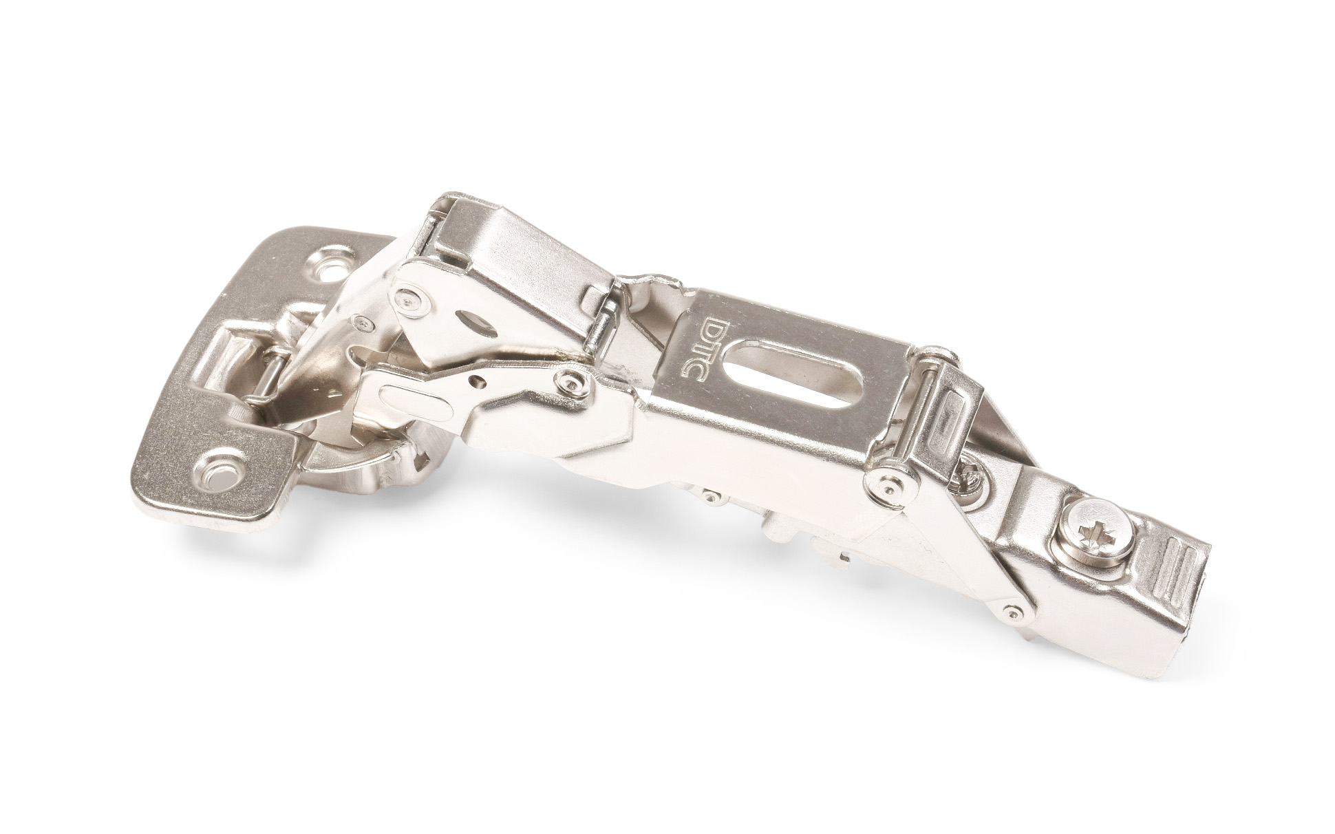 Full overlay hinge with soft close. Opening angle 155°. Full overlay hinge with soft close. Opening angle 155°.