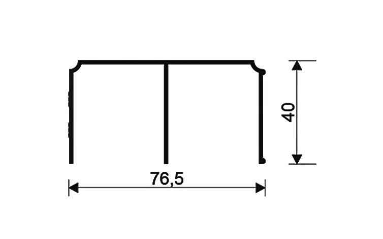 Zgornje vodilo Gemini,  dolžine 2350 mm, v srebrni barvi