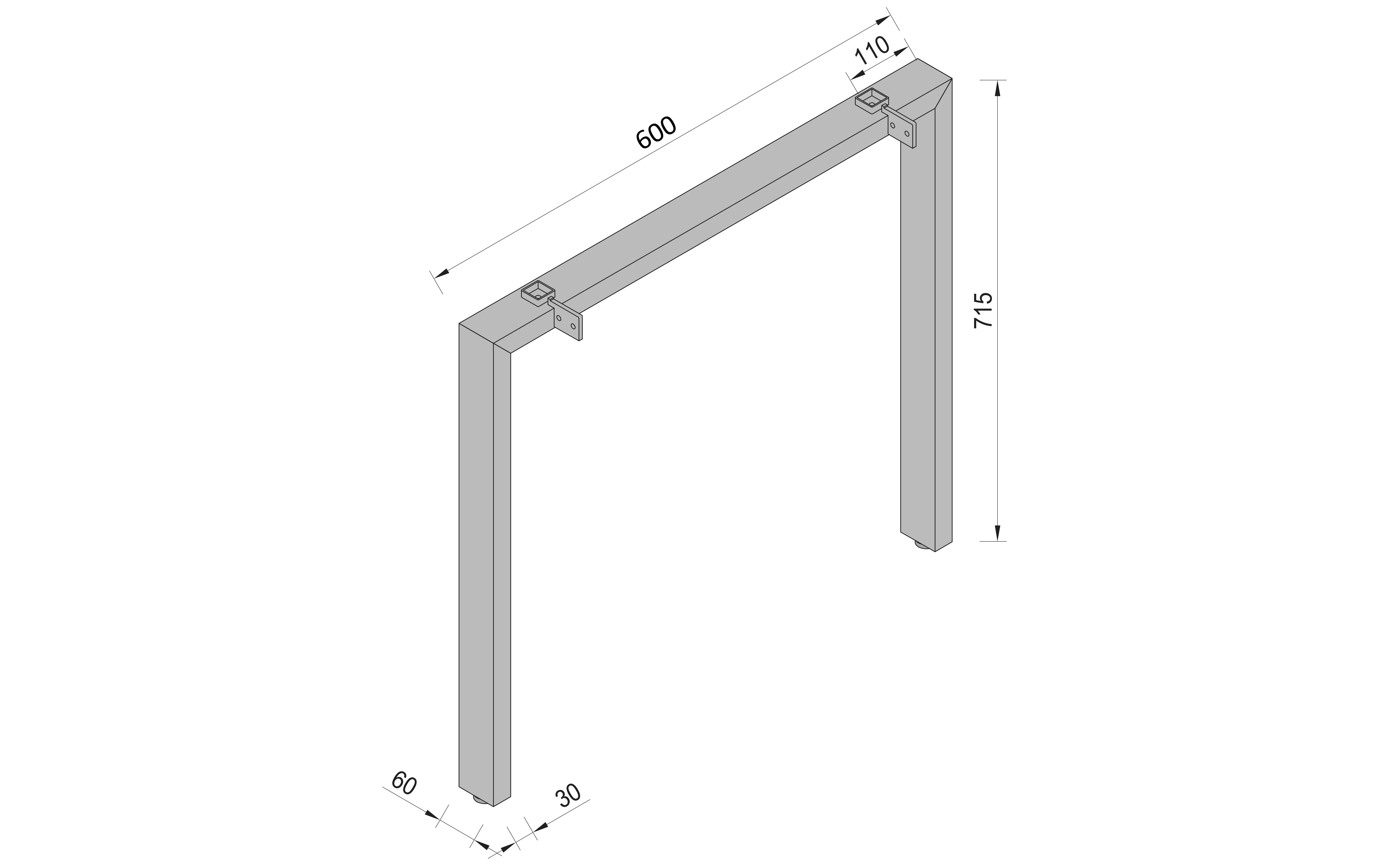 Table leg LEIDA 600, black structure color