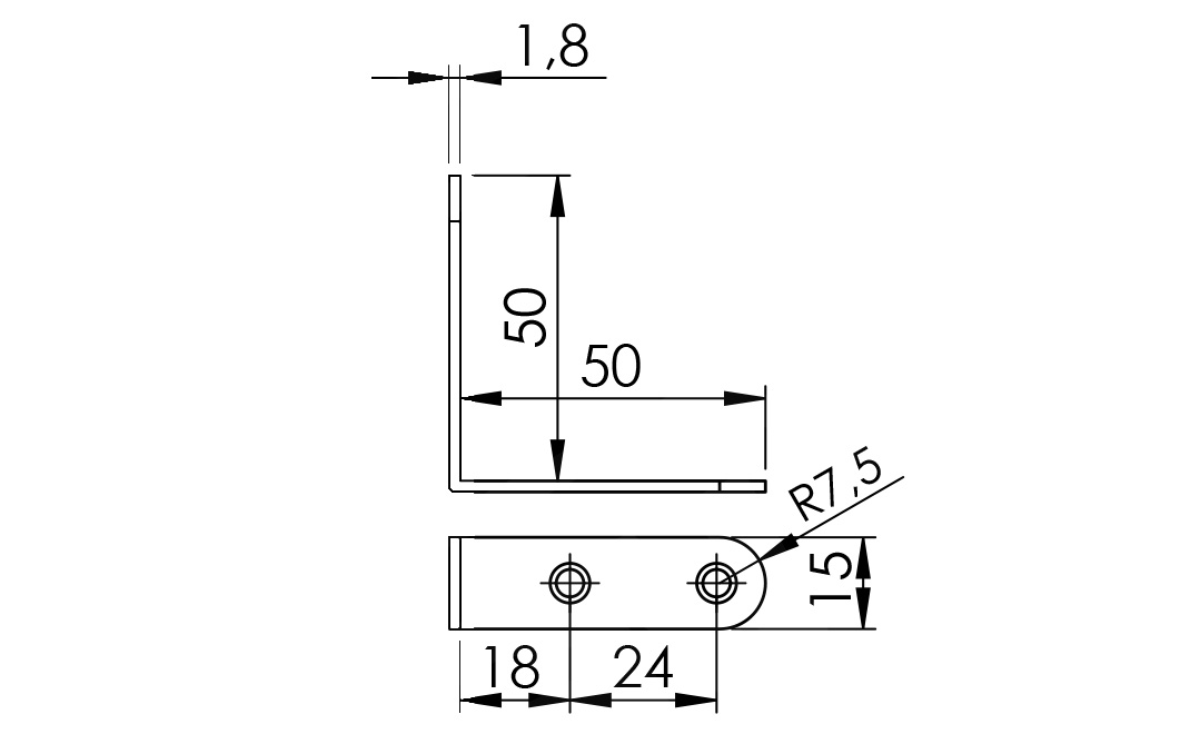 Furniture bracket 50 x 50 x 15