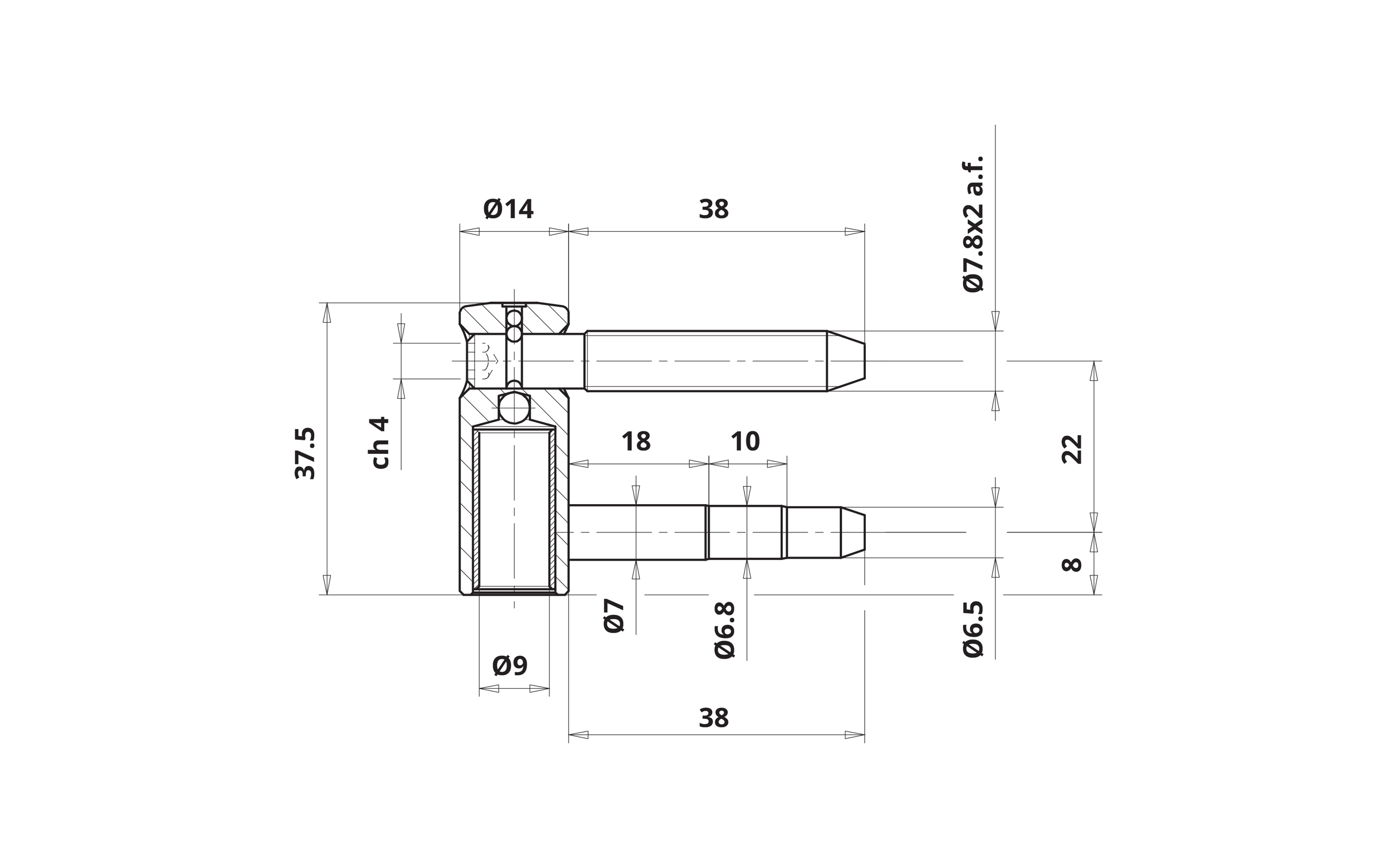 Otlav Exacta hinge, diameter 14 mm, light zinc-plated - complete set with male and female parts