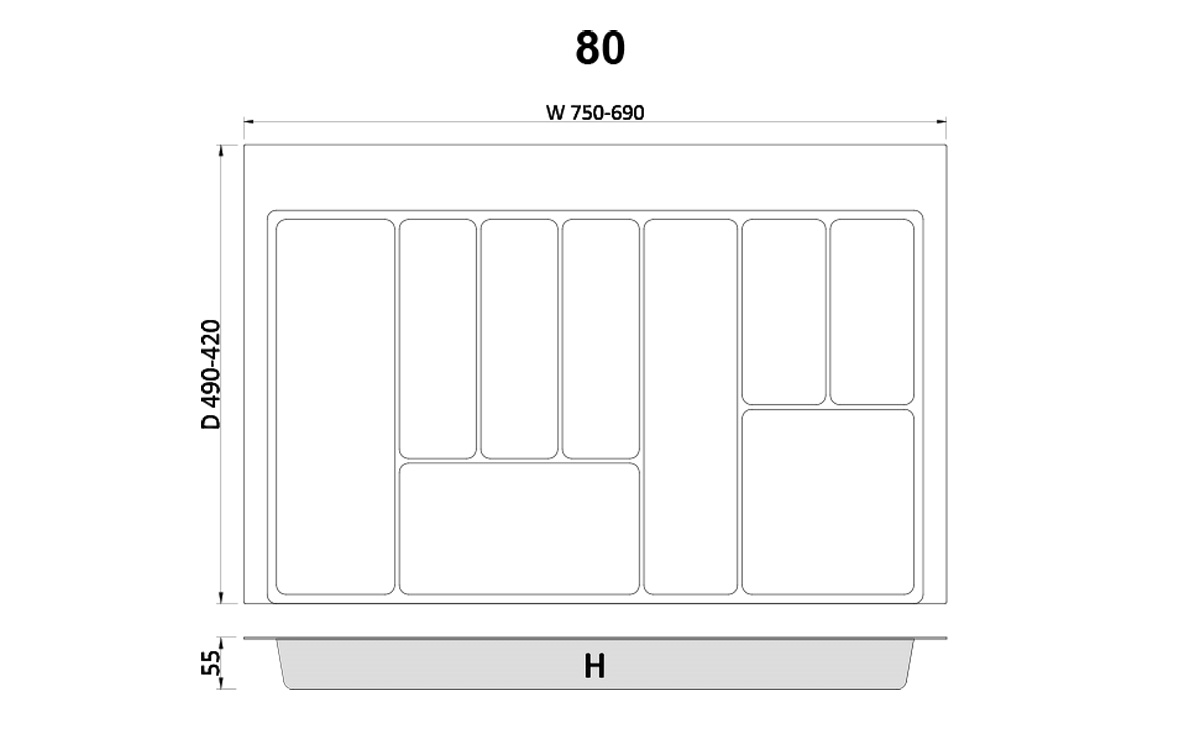 Organizator jedilnega pribora, barva grafit