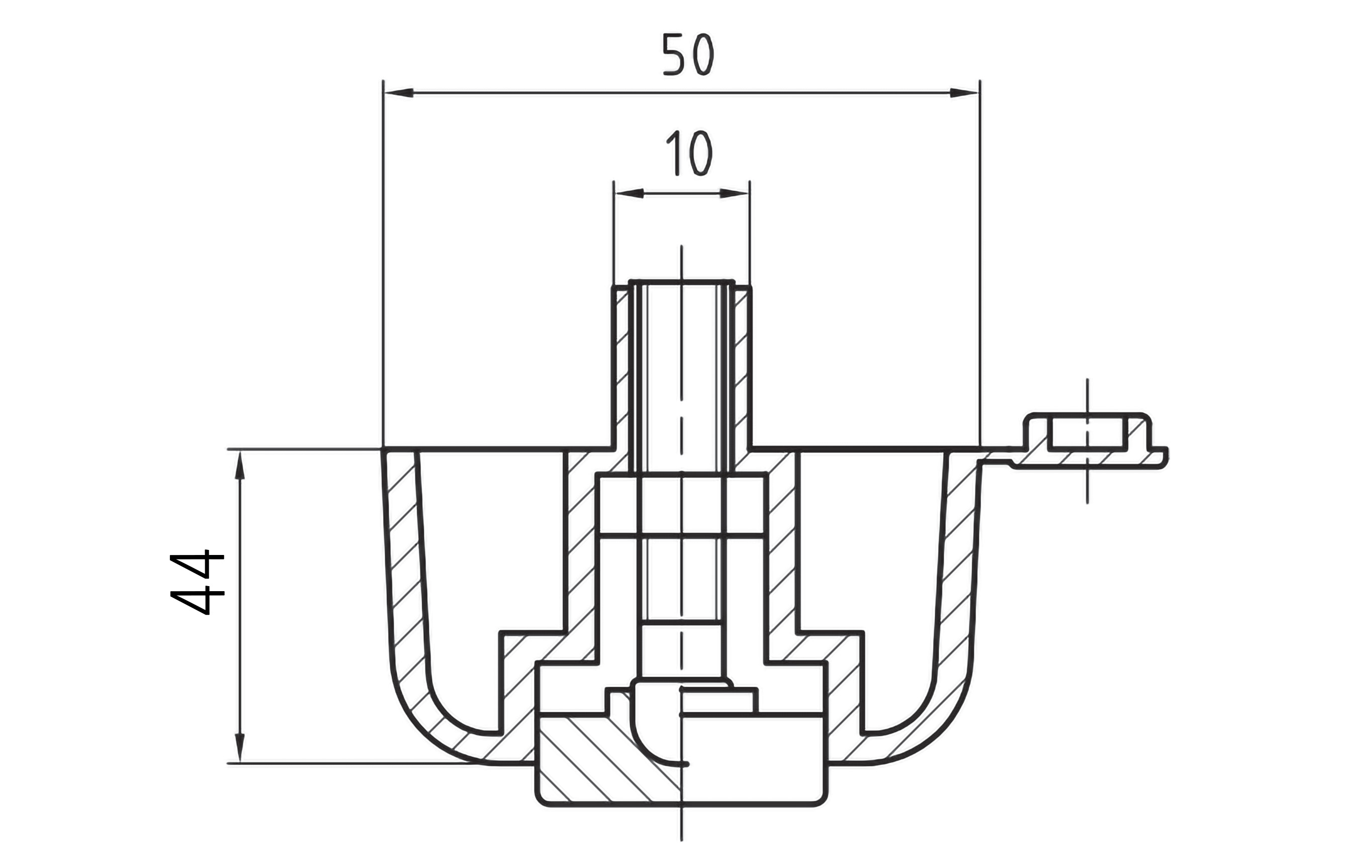 Adjustable leg for cabinets, height 44mm