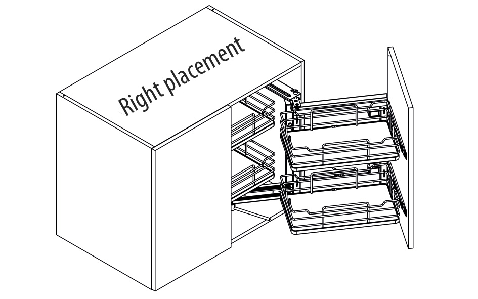 Sige 350i mechanism for corner unit, right, white