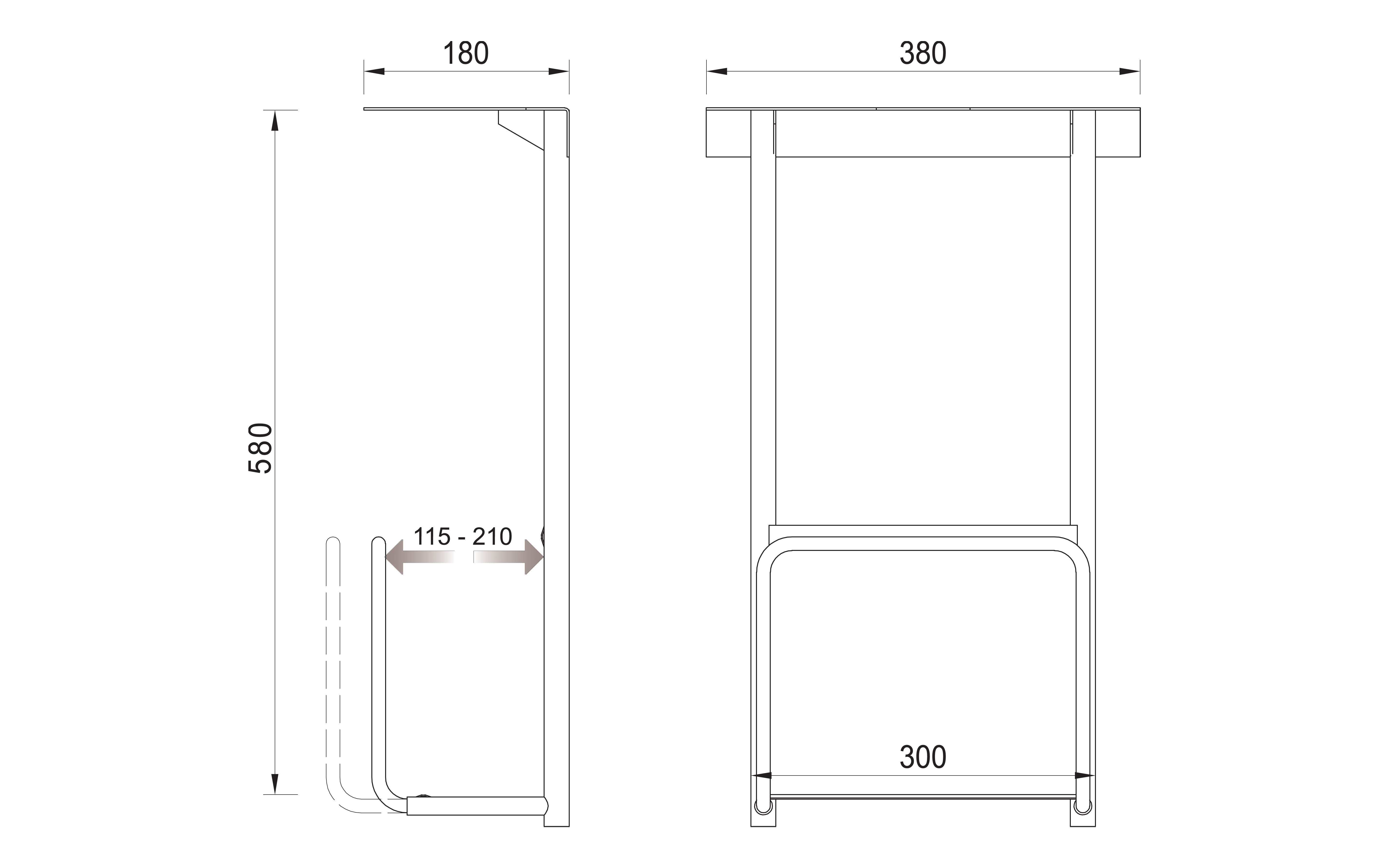 Suspension holder QUIT for PC cabinets, black structure color Suspension holder QUIT for PC cabinets, black structure color