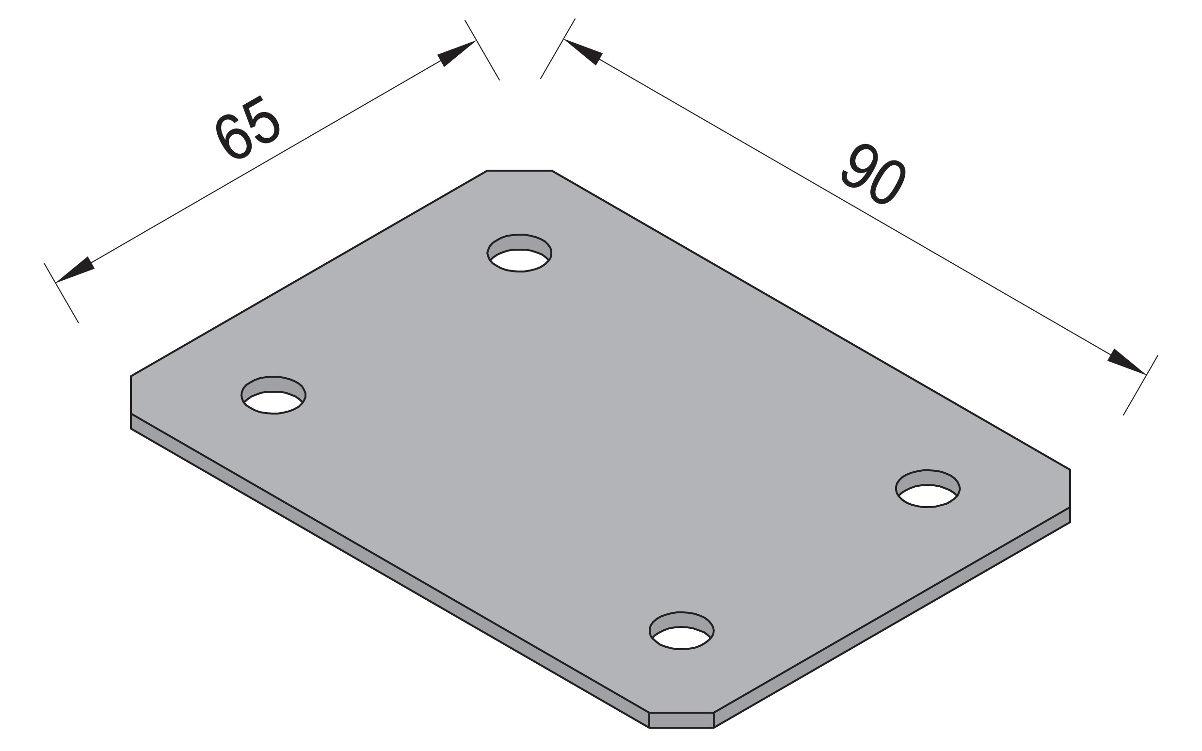 Connecting plate 65 x 90 mm, black color Connecting plate 65 x 90 mm, black color
