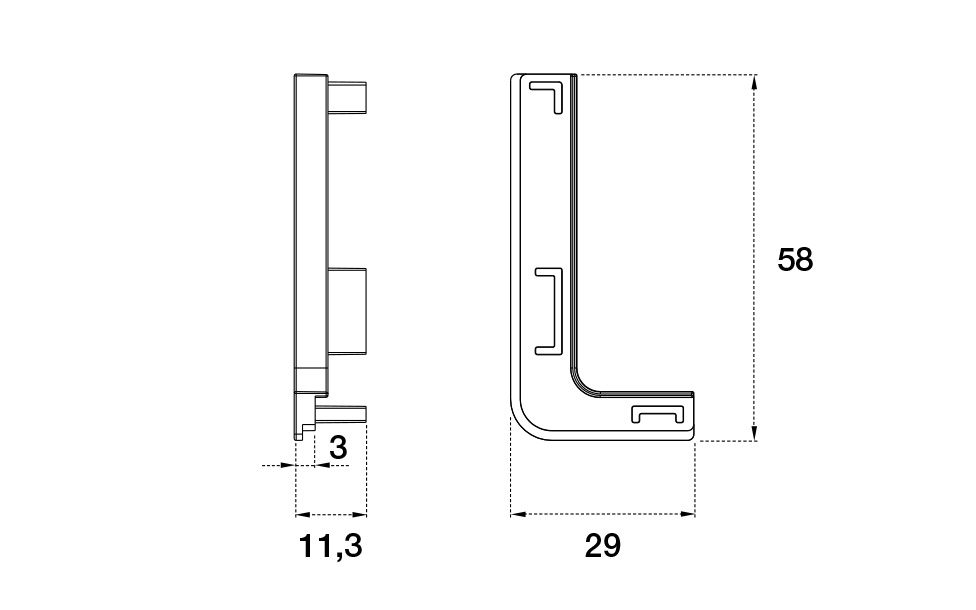 End cap for Gola Opes L profile, silver, Type 1043 End cap for Gola Opes L profile, silver, Type 1043