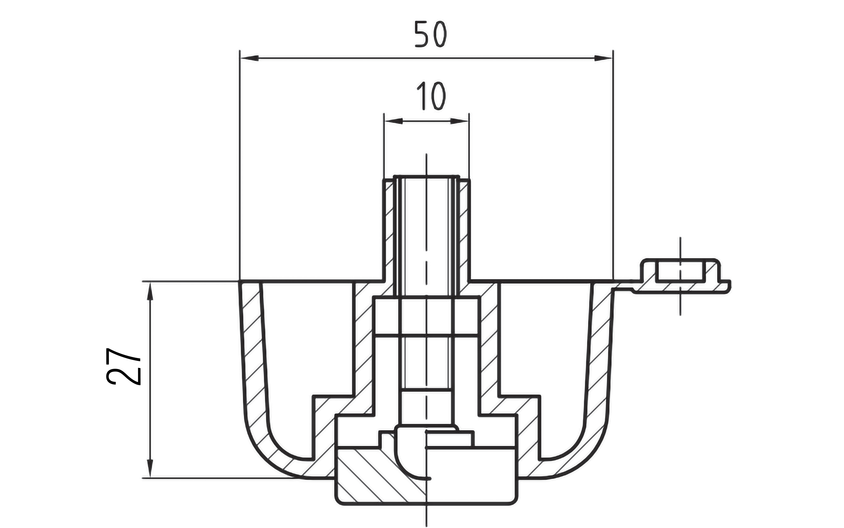 Adjustable leg for cabinets, height 27mm