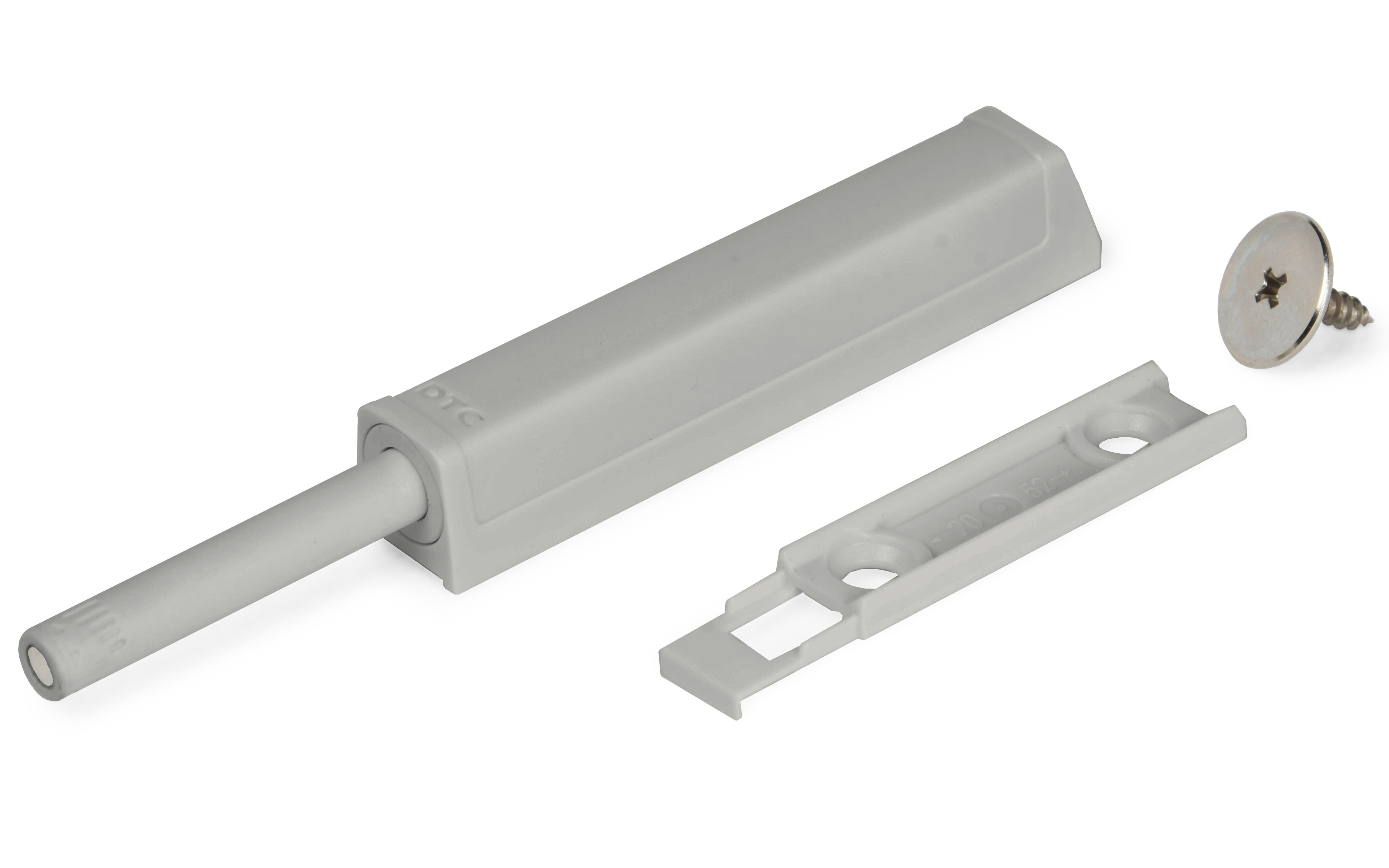 Push open latch - linear mechanism with magnet, grey