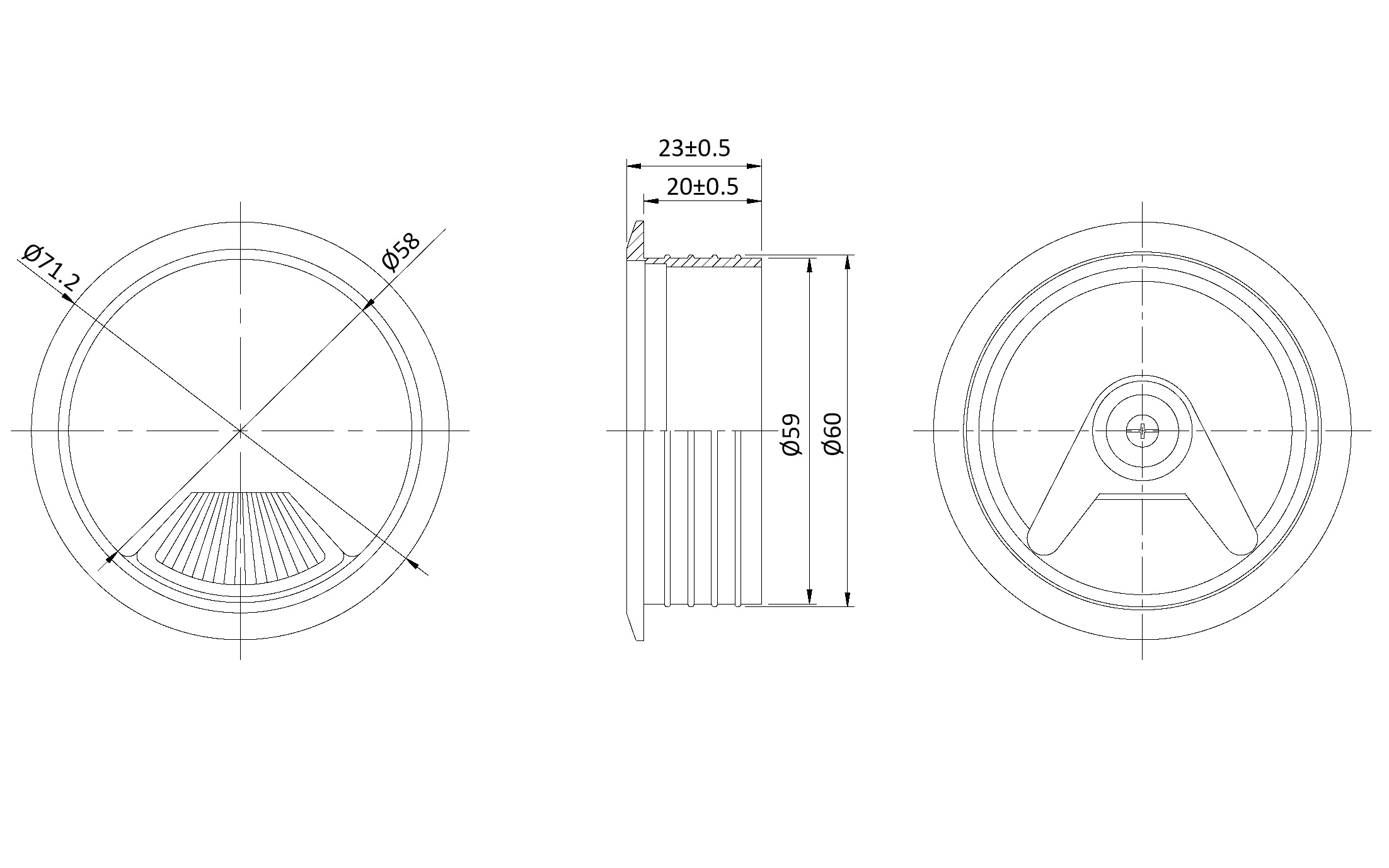 Cable grommet D = 60 mm, white Cable grommet D = 60 mm, white