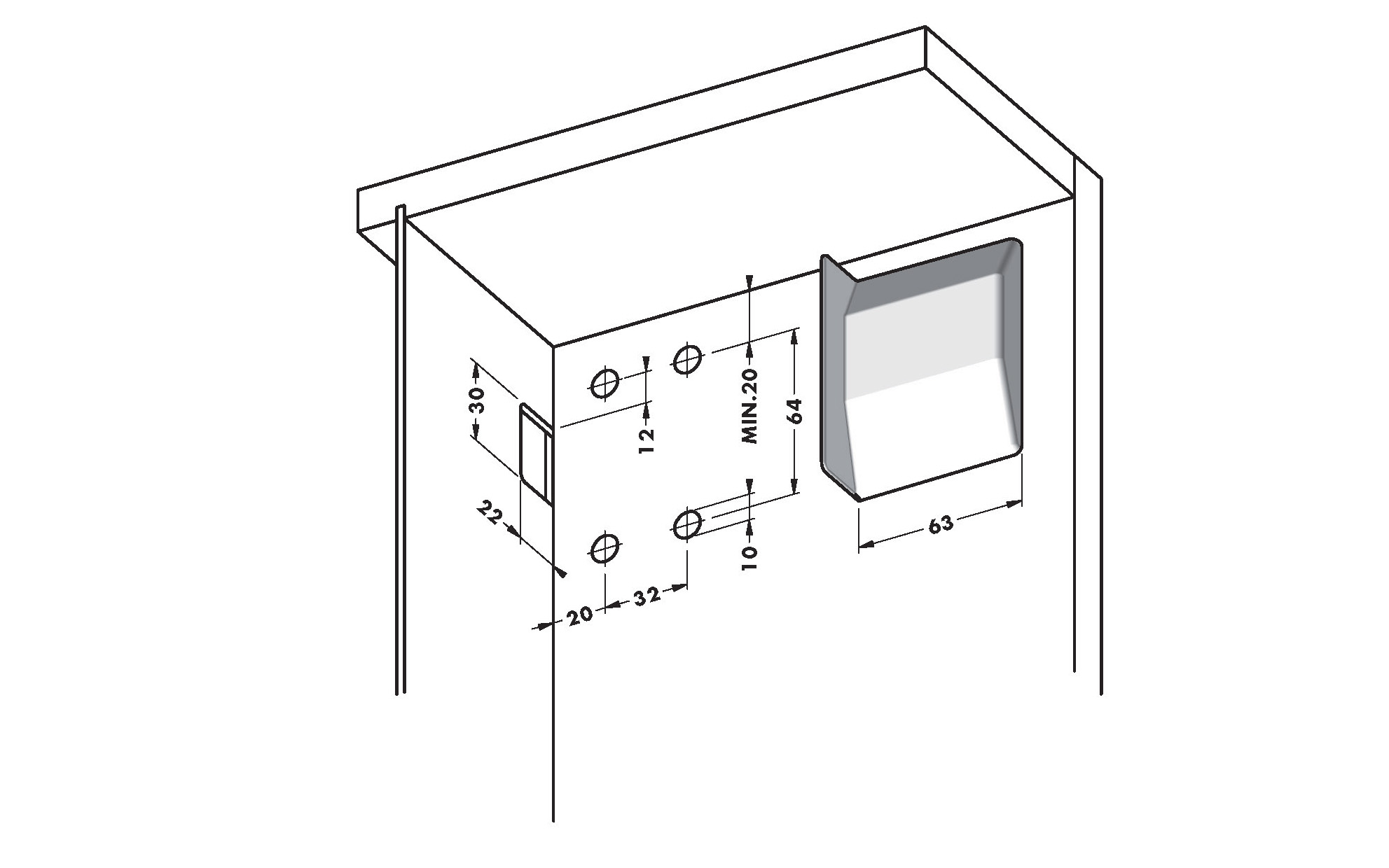 Bracket for hanging cabinet, type 807, right