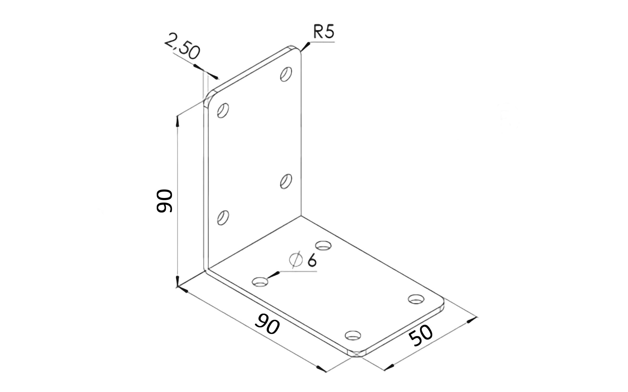 Furniture bracket 90 x 90 x 50