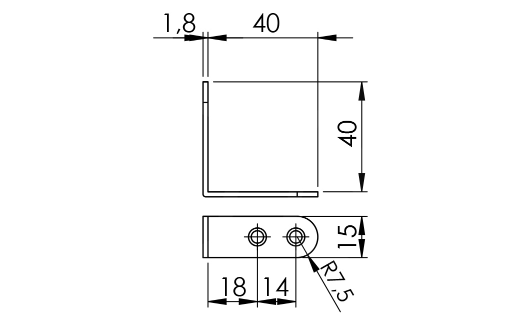 Furniture bracket 40 x 40 x 15