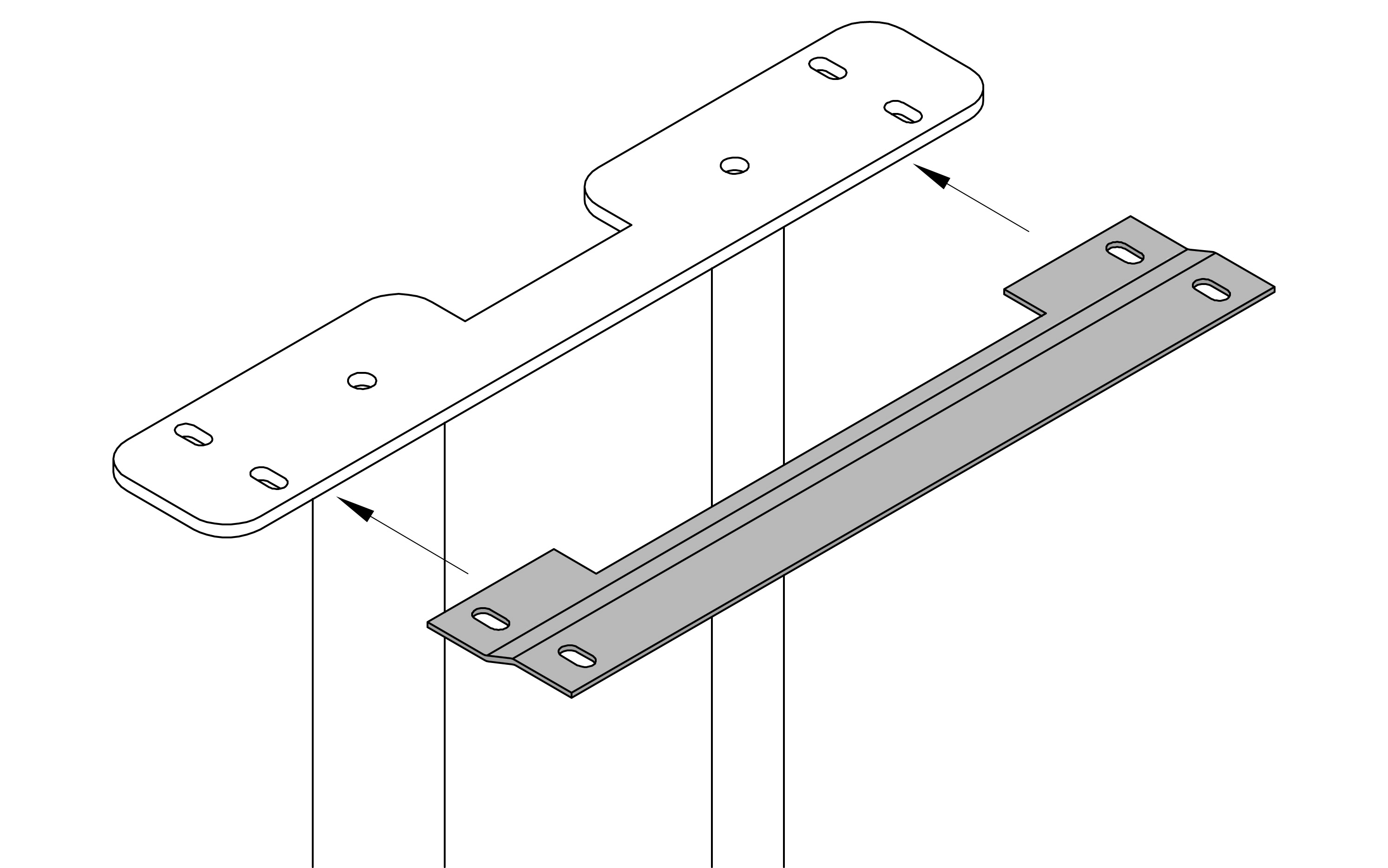 Desk bar extension bracket Z for table leg Madrid, black color Desk bar extension bracket Z for table leg Madrid, black color