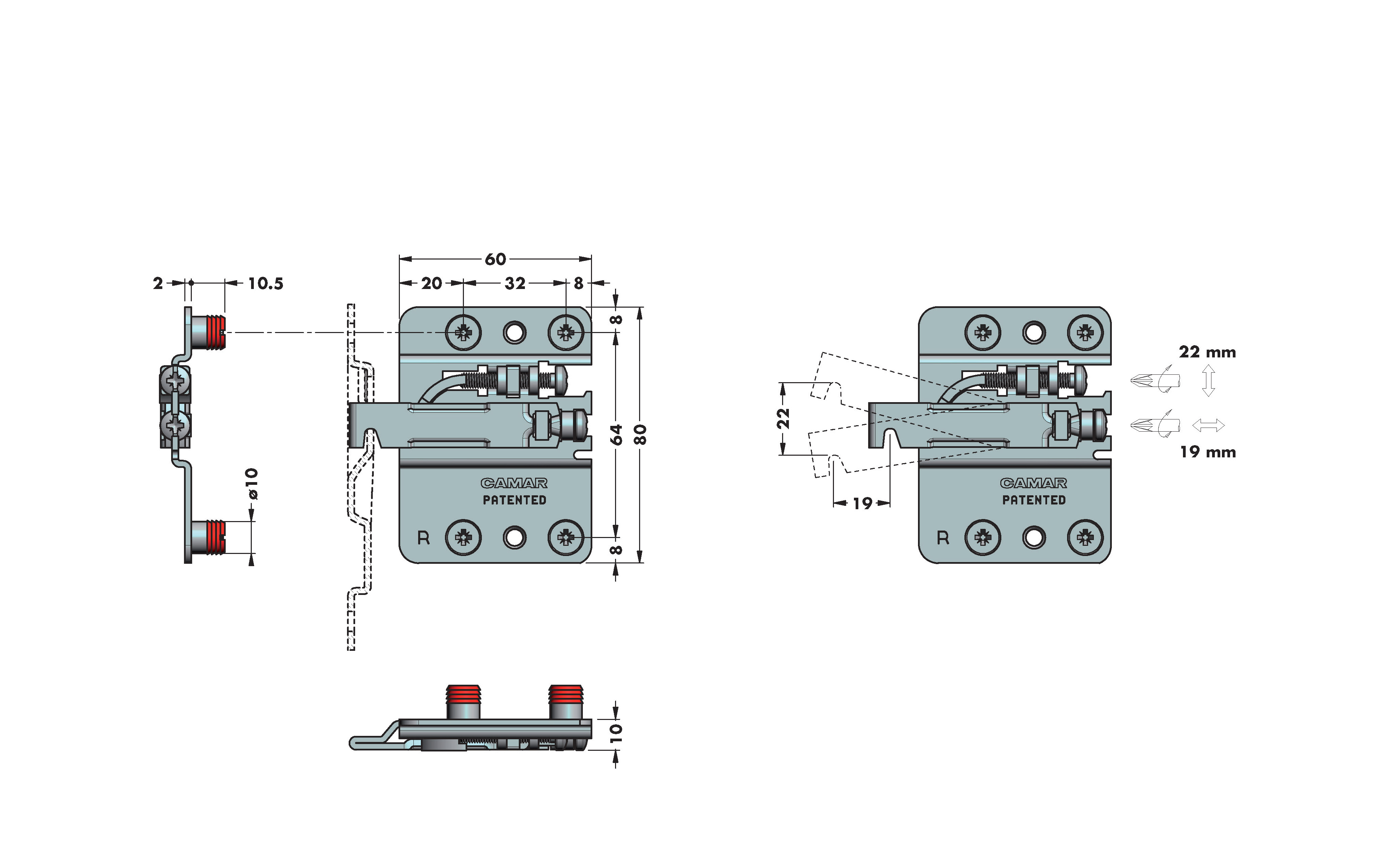 Bracket for hanging cabinet, type 807, right