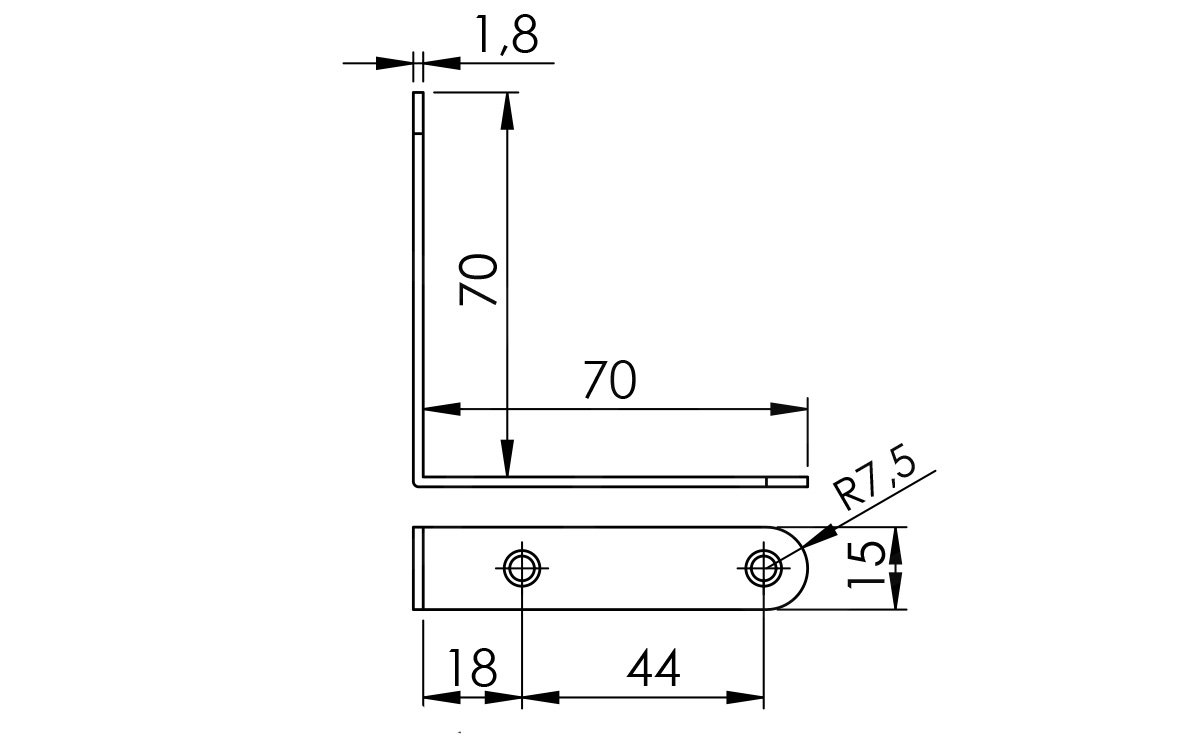 Furniture bracket 70 x 70 x 15