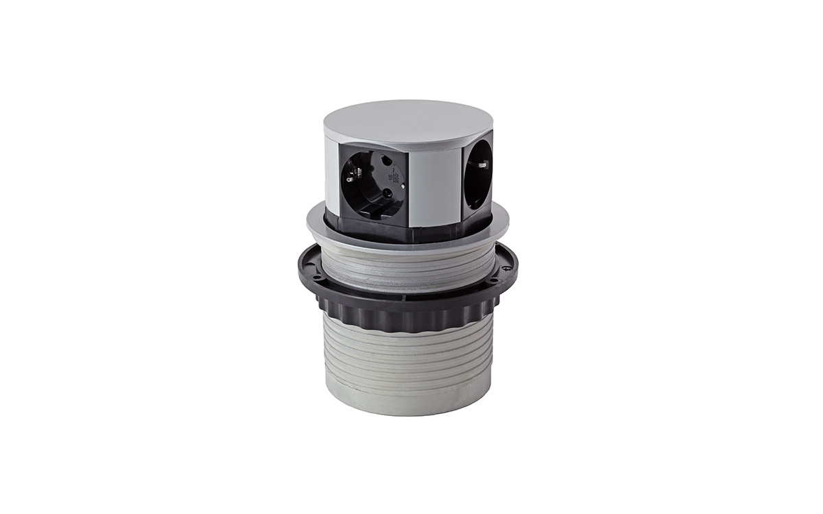 Elektrima Ring, 4 x Schuko vtičnica, srebrna barva, kabel L= 1,5 m