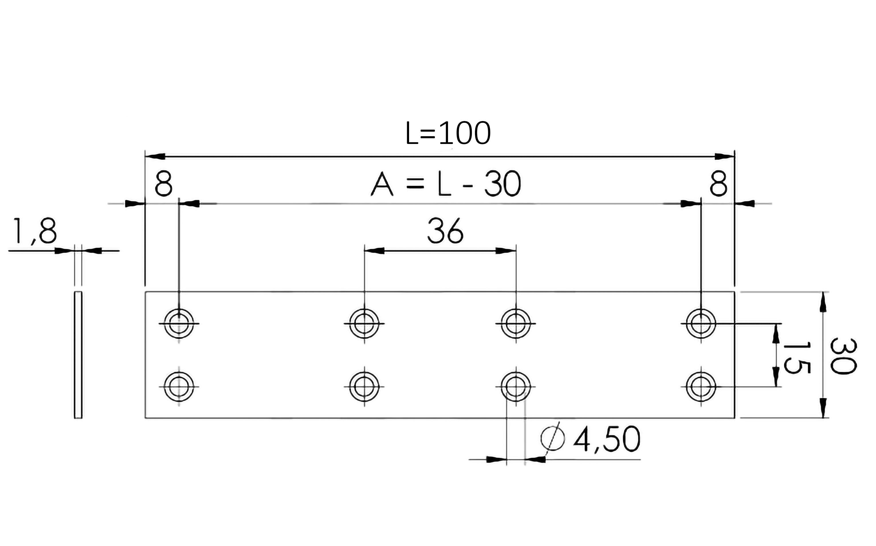 Connecting plate 100 x 30