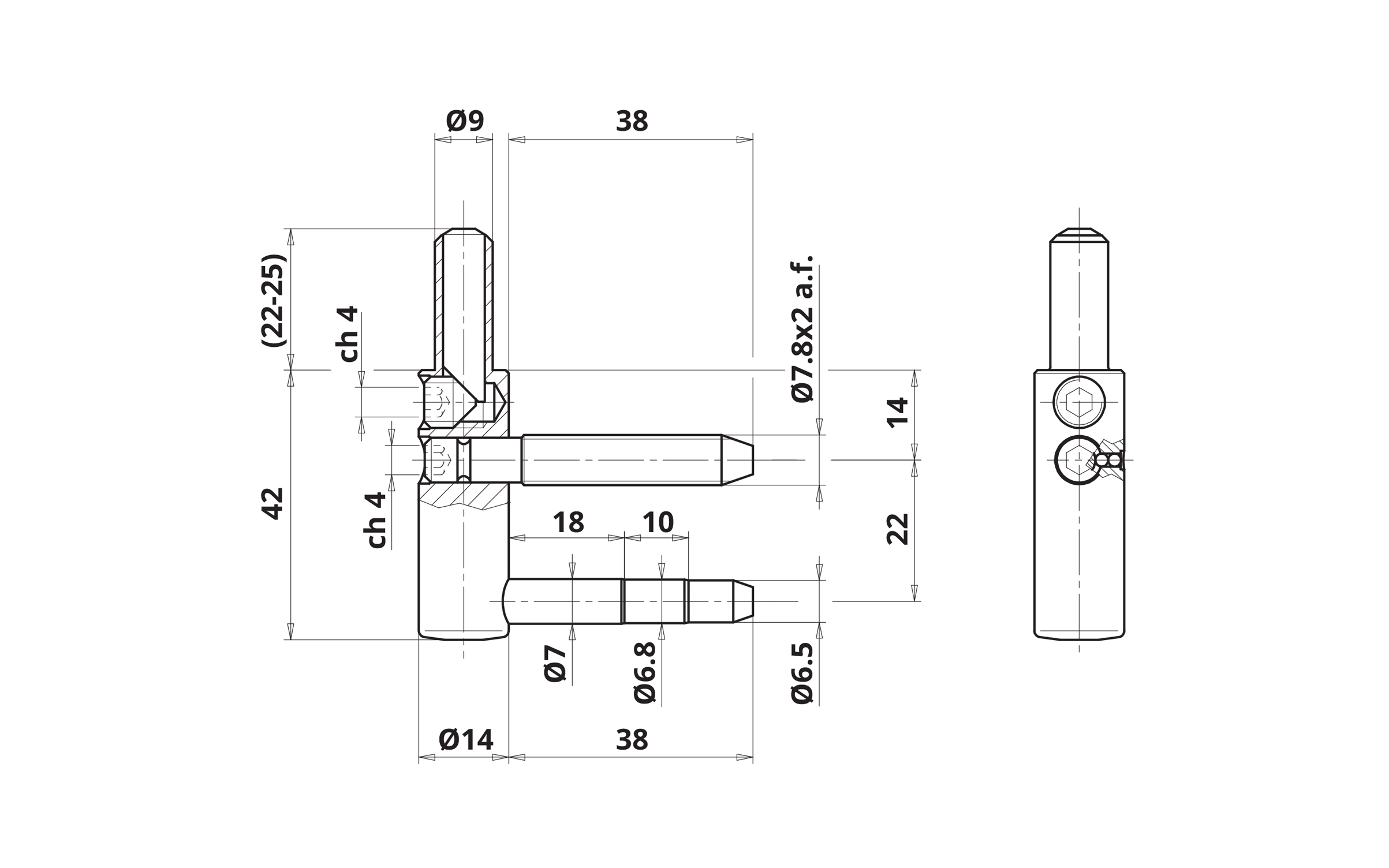 Otlav Exacta hinge, diameter 14 mm, light zinc-plated - complete set with male and female parts