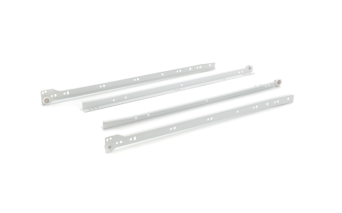 Roller slides 500 mm, loading capacity up to 25 kg, white color