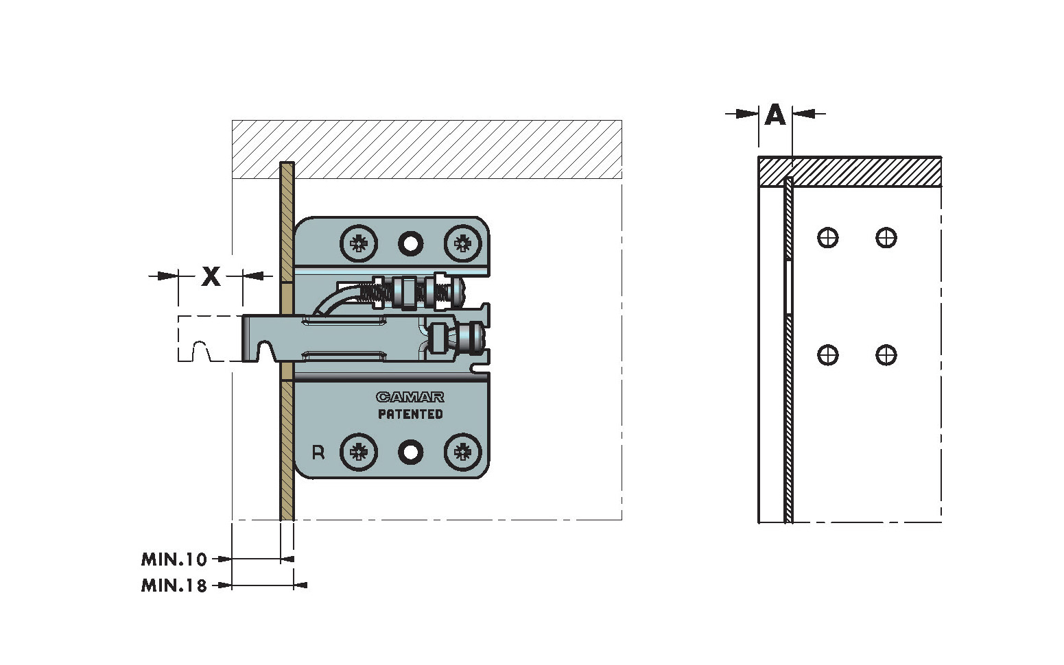 Bracket for hanging cabinet, type 807, right